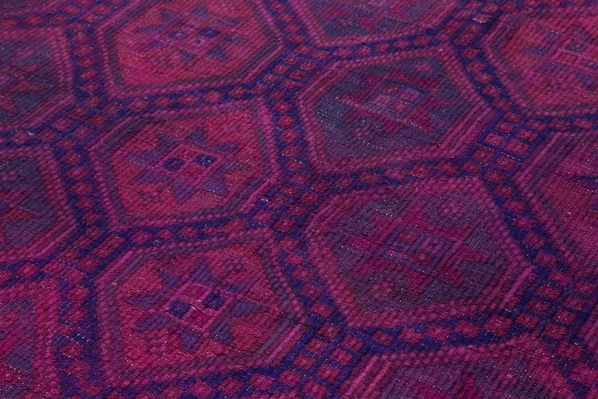 Handmade Kilim Rug – Pink Wool Geometric Area Rug with Goat Hair & Durable Cotton Backing 6'9''x9'10''