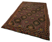 Handmade Geometric Kilim Rug – Orange Kilim Carpet, Goat Hair Rug 5'4''x9'1''