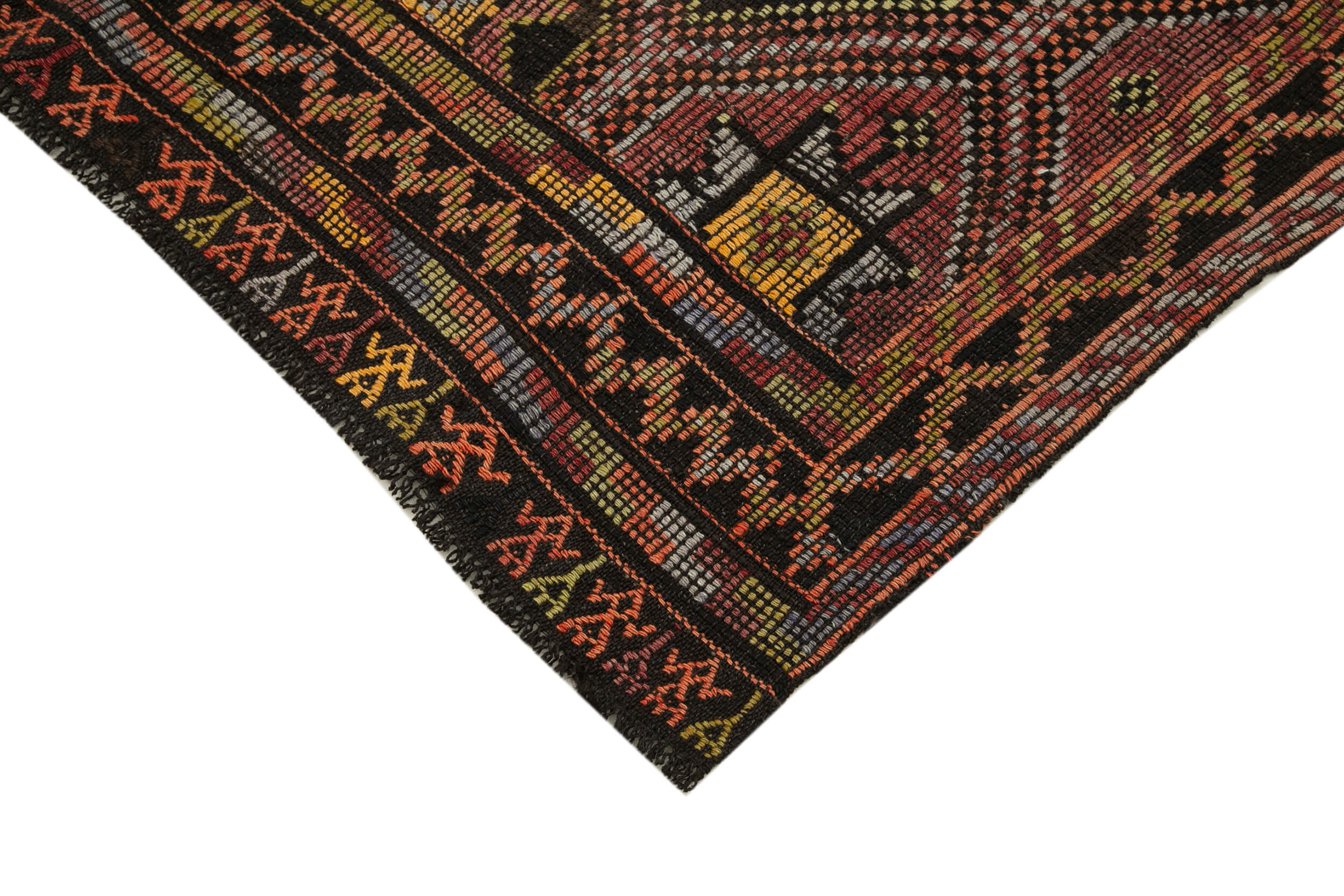 Handmade Geometric Kilim Rug – Orange Kilim Carpet, Goat Hair Rug 5'4''x9'1''