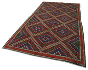 Handmade Geometric Rug | Vintage Turkish Kilim Area Rug 5'10''x12'4'' - Wool Cotton Blend