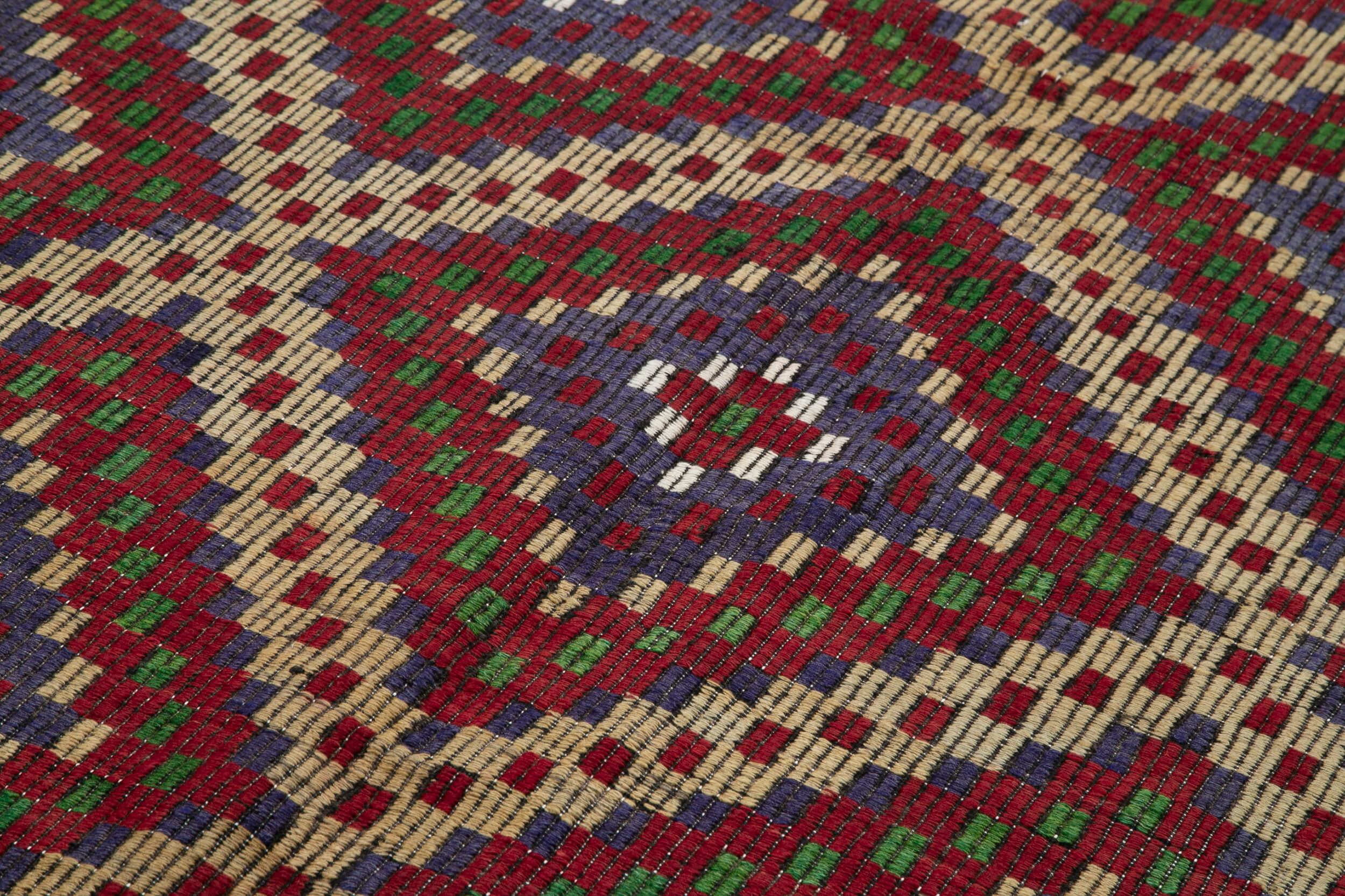 Handmade Geometric Rug | Vintage Turkish Kilim Area Rug 5'10''x12'4'' - Wool Cotton Blend