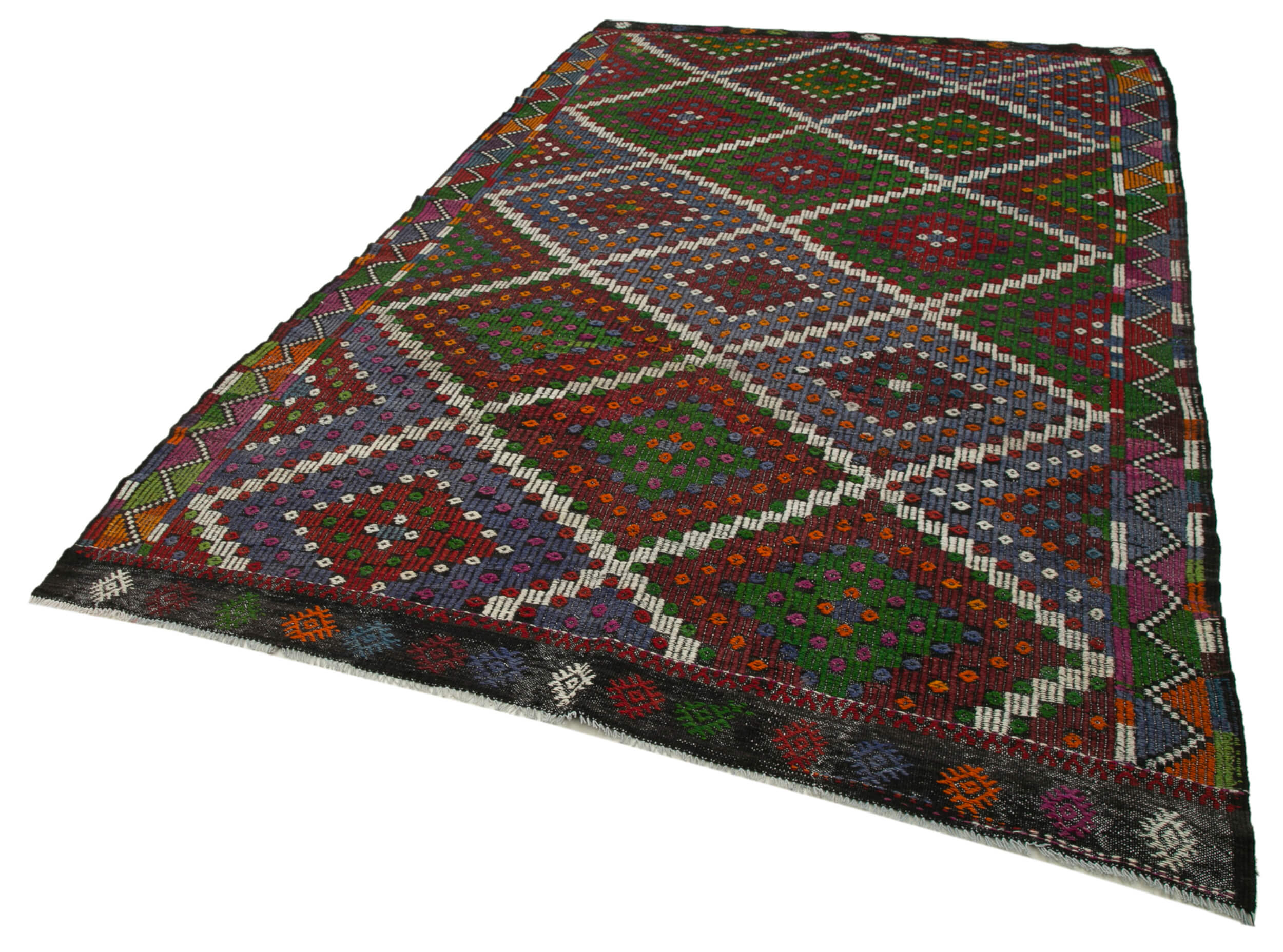 Handmade Geometric Kilim Rug | Durable Wool Carpet, Turkish Kilim Carpet 6x10