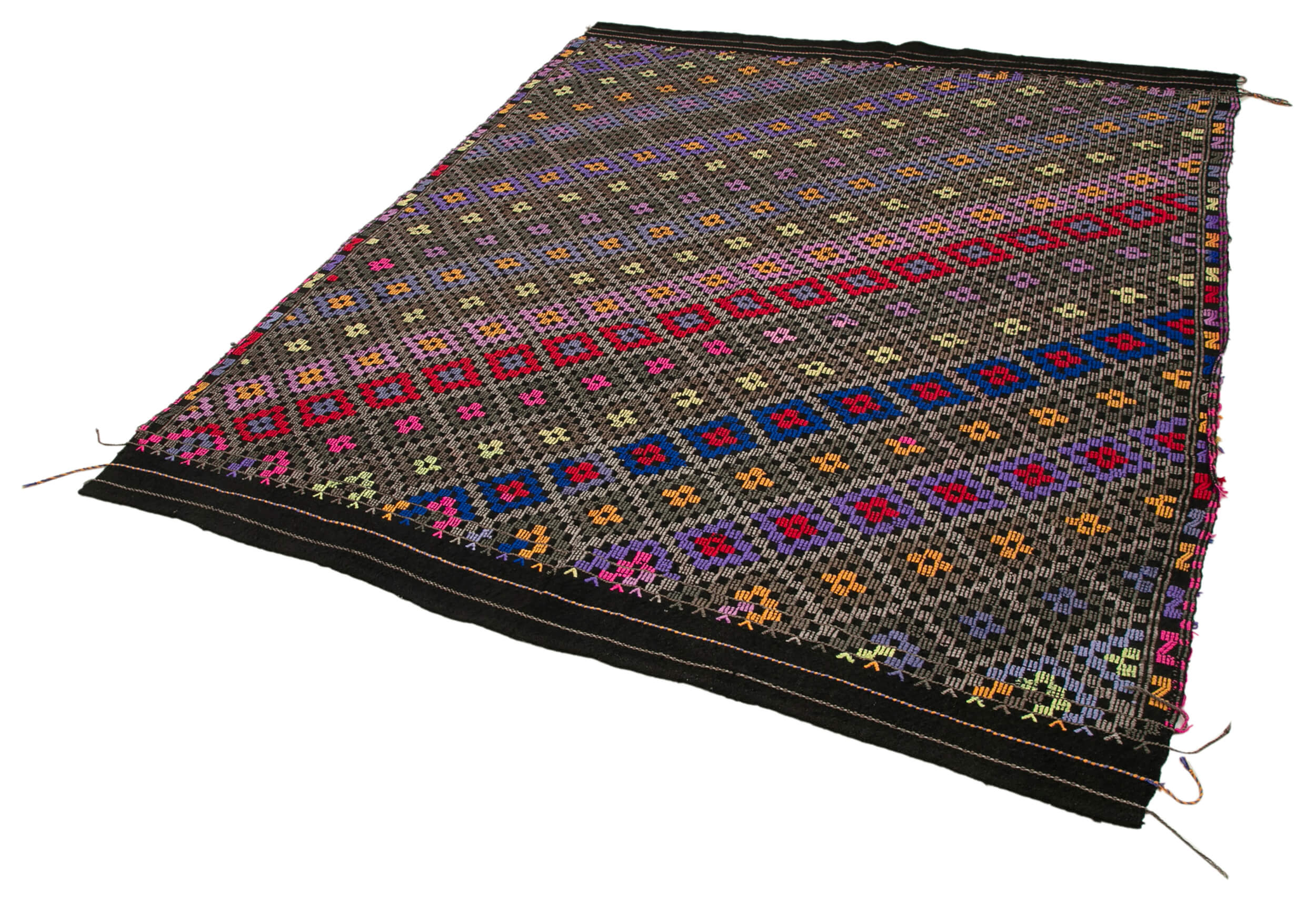 Handmade Geometric Kilim Rug – 6x8 Feet Vintage Area Rug With Goat Hair Carpet
