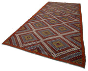 Handmade Kilim Rug – White Geometric Area Rug with Goat Hair Carpet 6'7'' x 14'2''