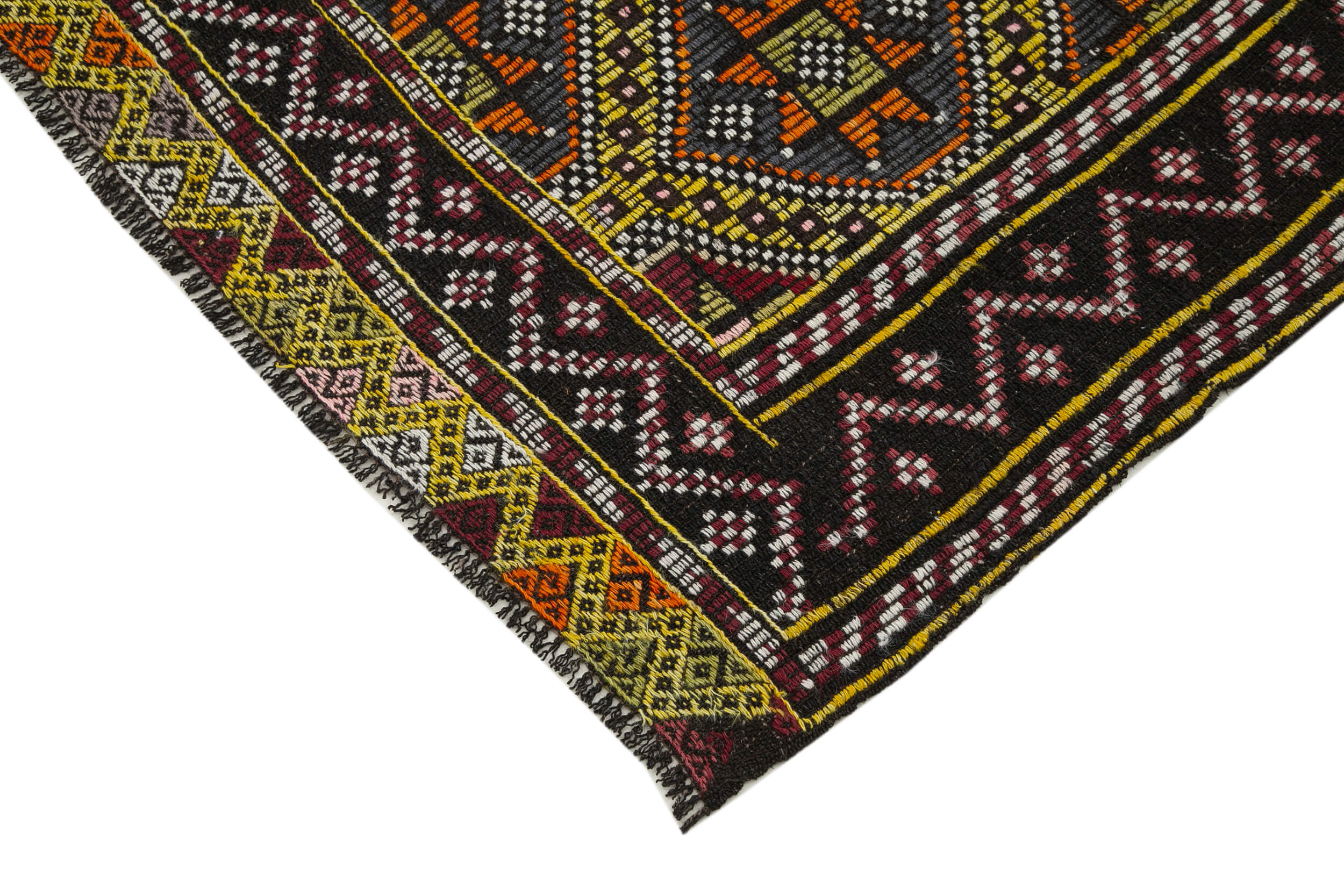Handmade Kilim Rug – White Geometric Area Rug With Goat Hair & Soft Wool 6'3''x7'4''