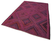 Handmade Geometric Rug – Pink Kilim Area Rug | Goat Hair Carpet, Flat Weave Kilim