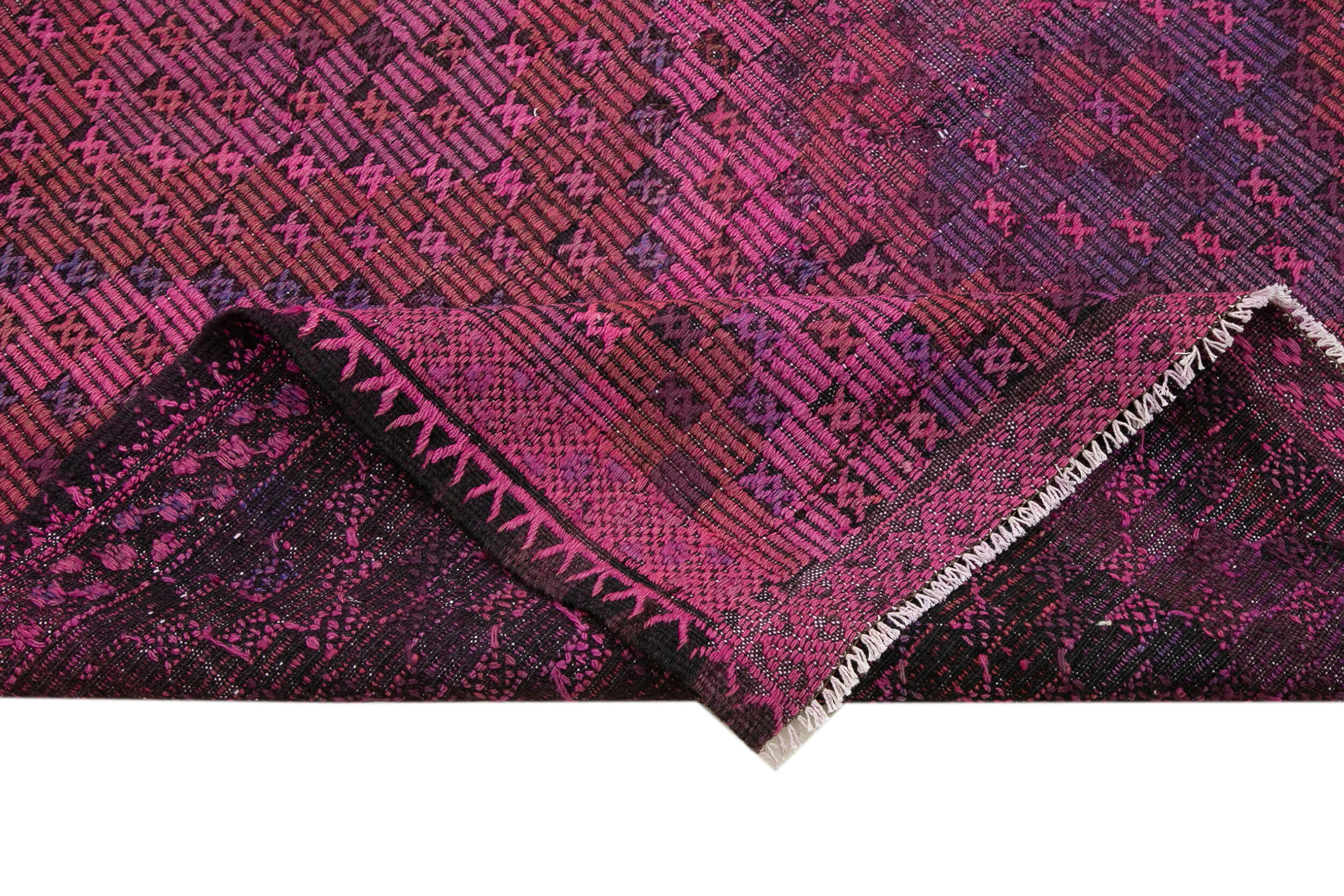 Handmade Geometric Rug – Pink Kilim Area Rug | Goat Hair Carpet, Flat Weave Kilim