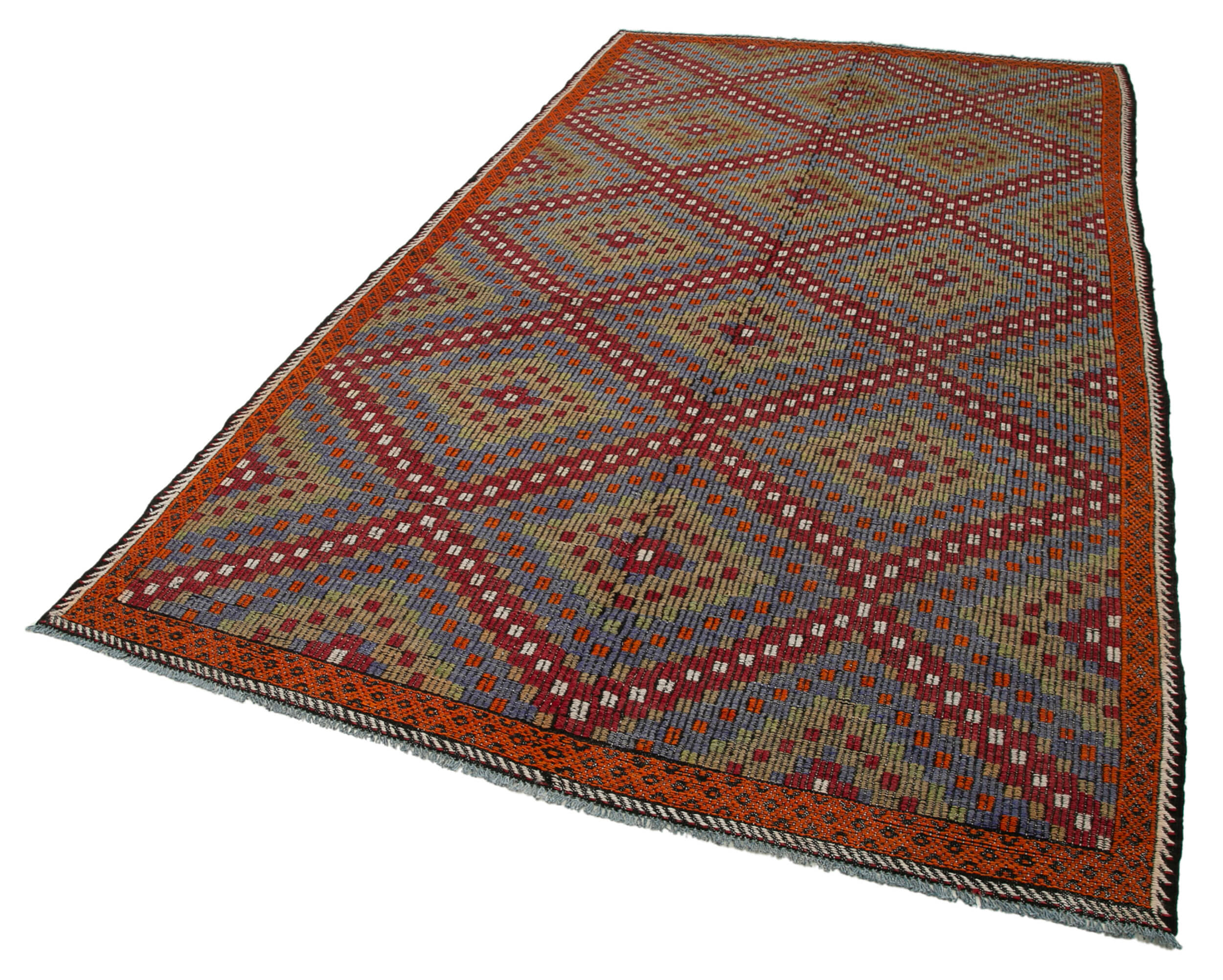 Handmade Kilim Rug - Geometric Kilim Rug 5'9''x10'4'' | Goat Hair Wool Blend