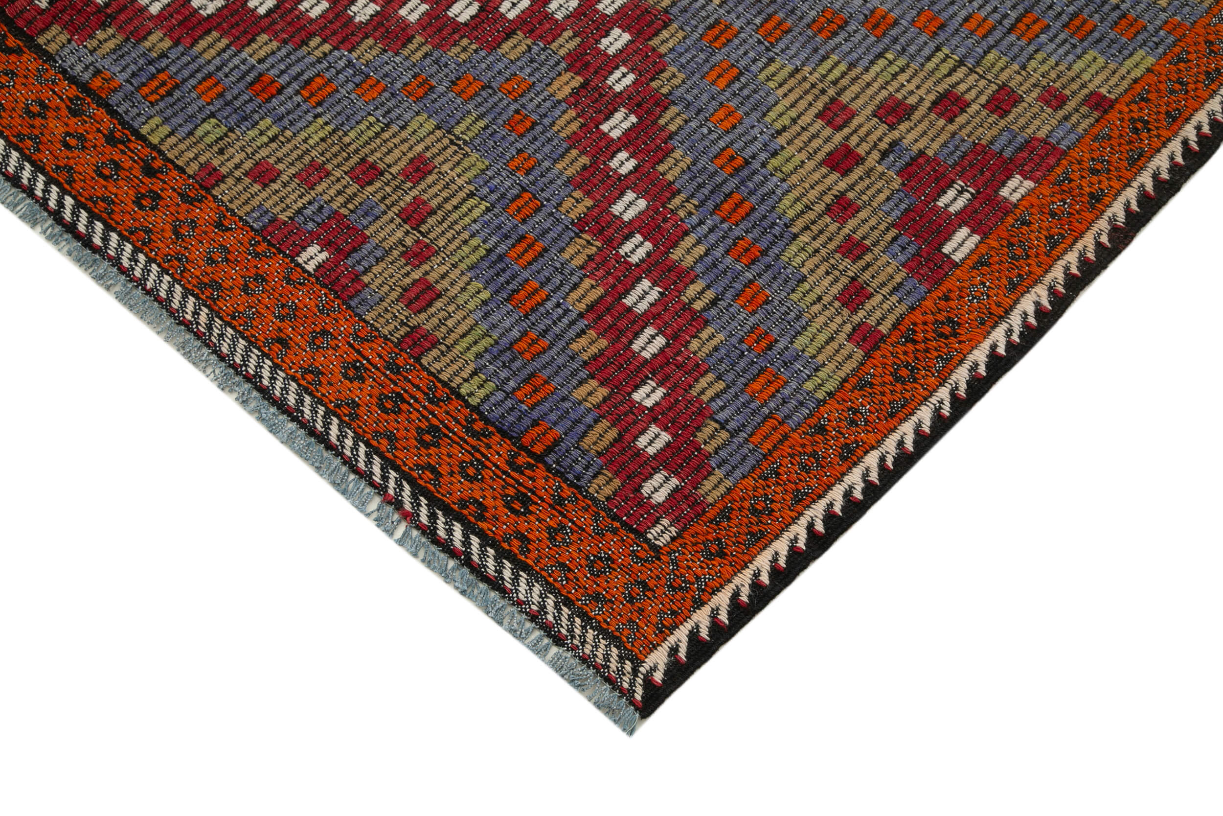 Handmade Kilim Rug - Geometric Kilim Rug 5'9''x10'4'' | Goat Hair Wool Blend