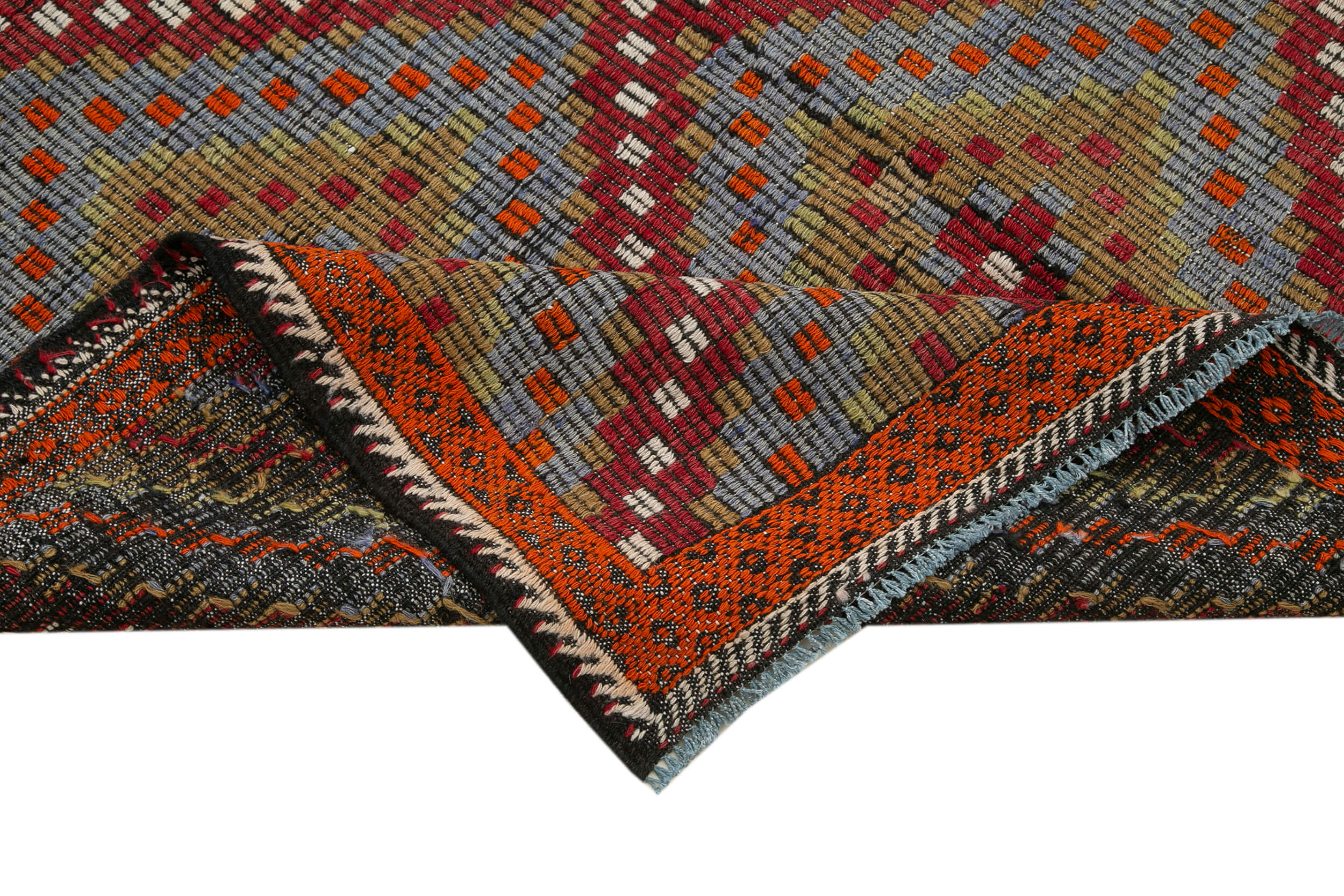 Handmade Kilim Rug - Geometric Kilim Rug 5'9''x10'4'' | Goat Hair Wool Blend