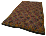 Handmade Geometric Kilim Rug - White Goat Hair 5'6''x9'8'' Durable Wool Kilim