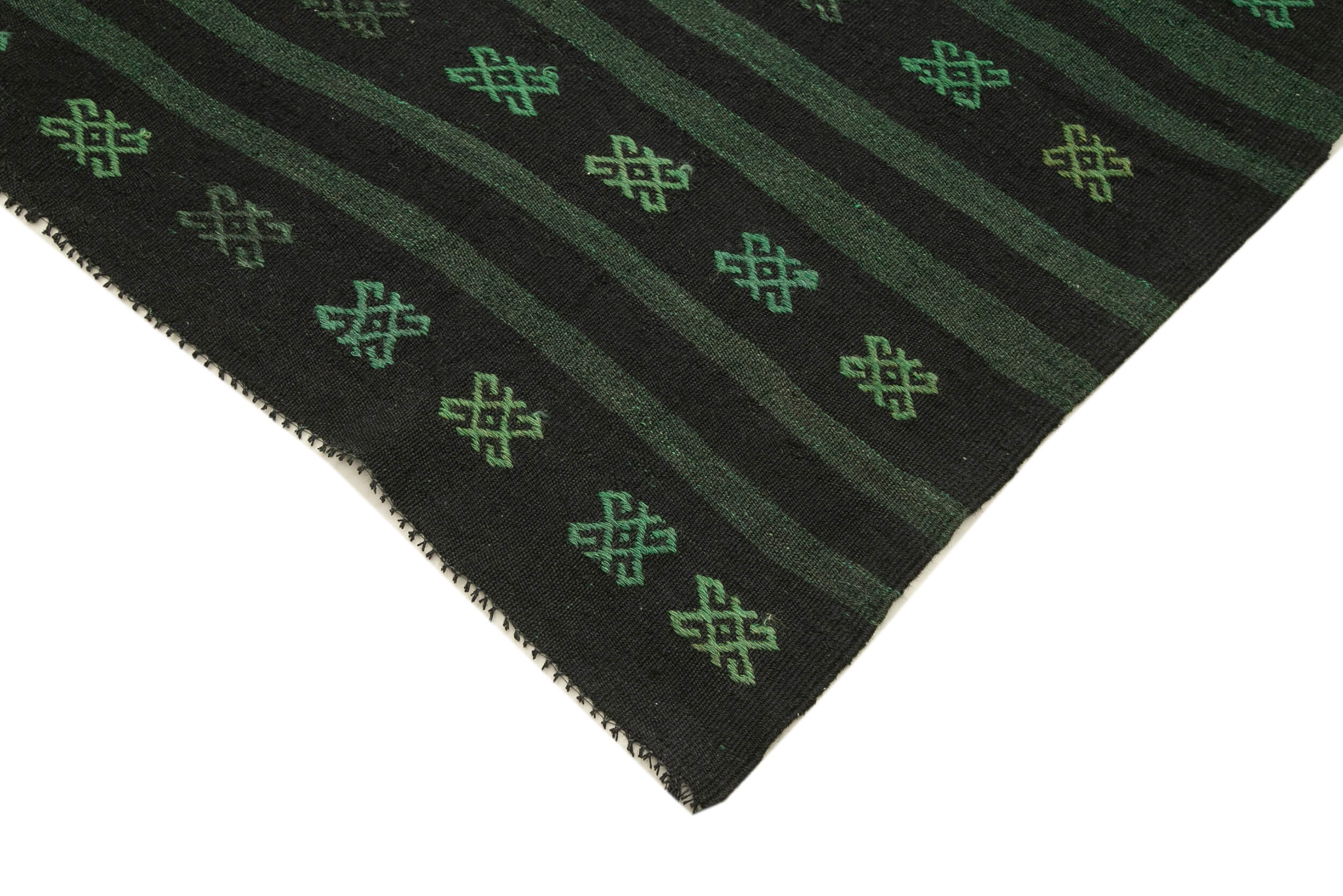 Handmade Geometric Kilim Rug – 6x10 Foot Green Area Rug with Goat Hair