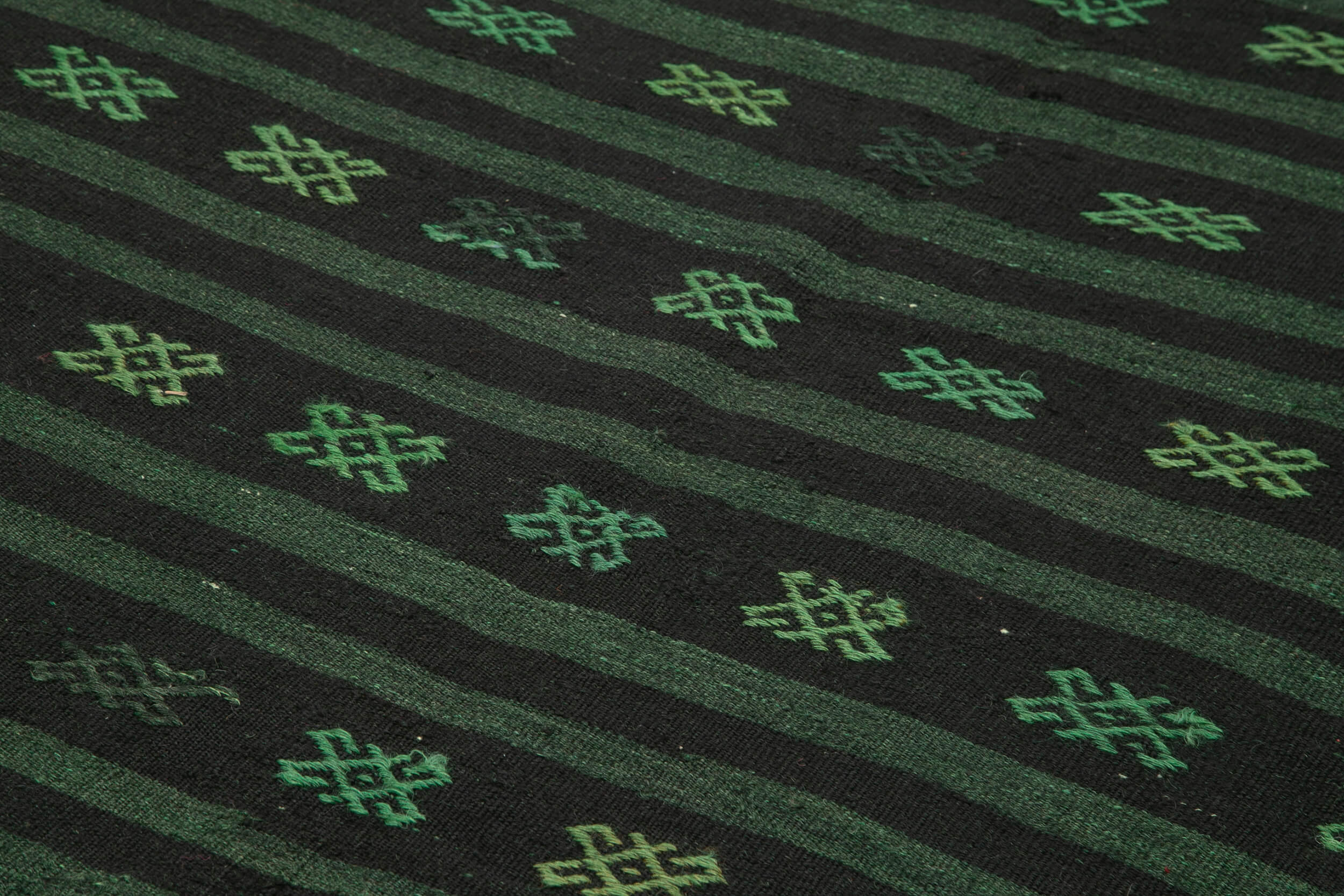 Handmade Geometric Kilim Rug – 6x10 Foot Green Area Rug with Goat Hair