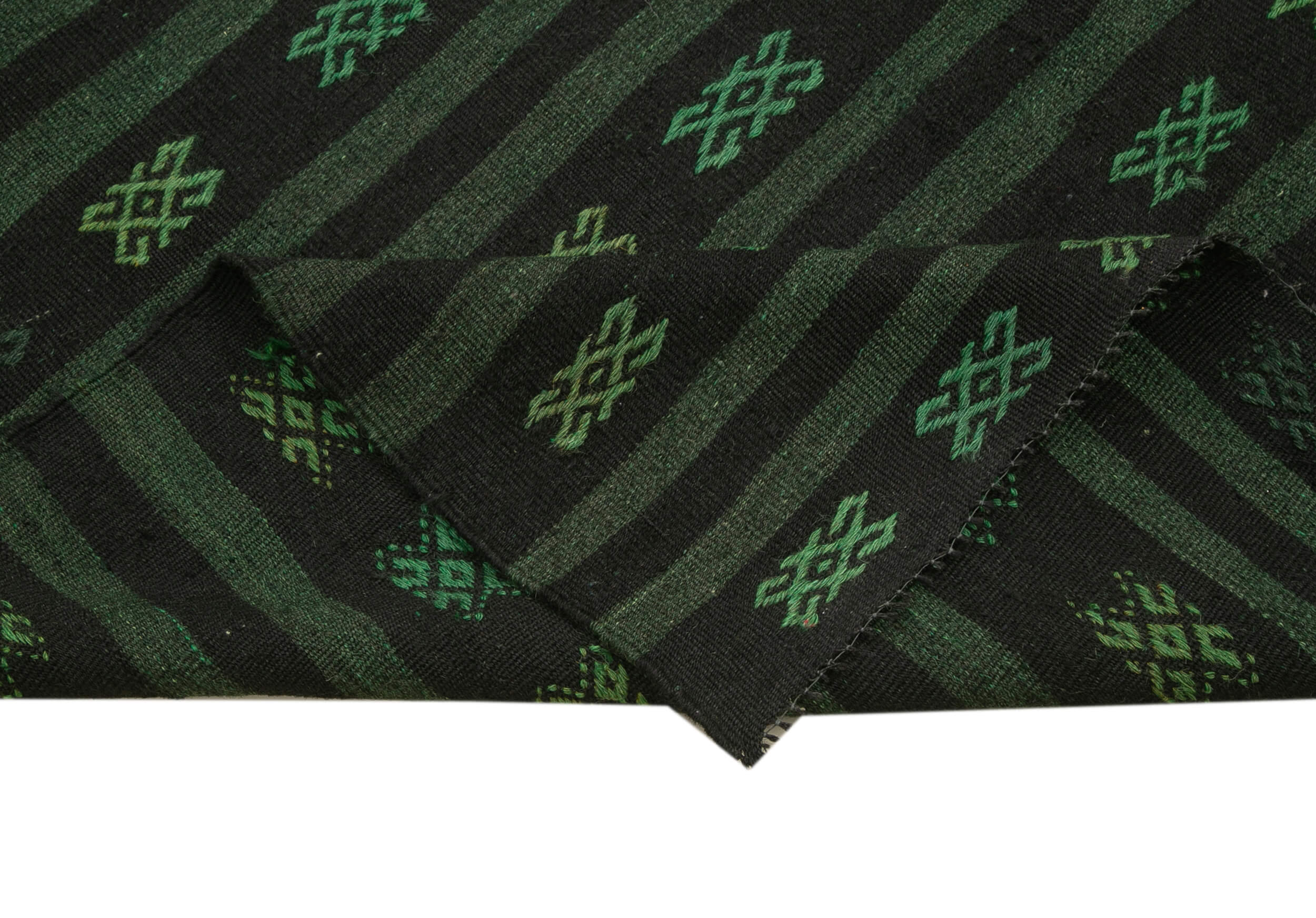 Handmade Geometric Kilim Rug – 6x10 Foot Green Area Rug with Goat Hair