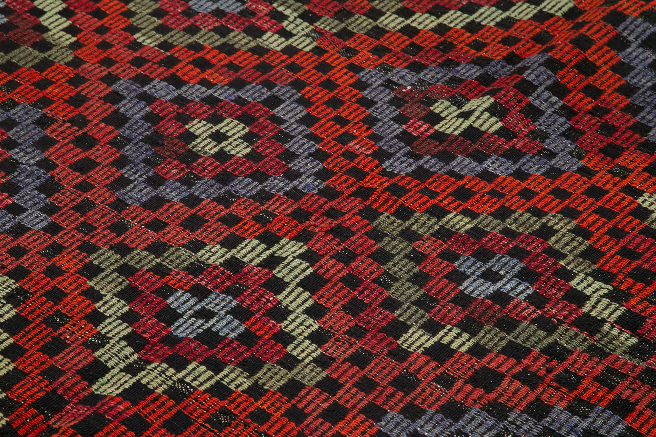 Handmade Geometric Kilim Rug – White Kilim Rug With Goat Hair, 7'0''x9'6''