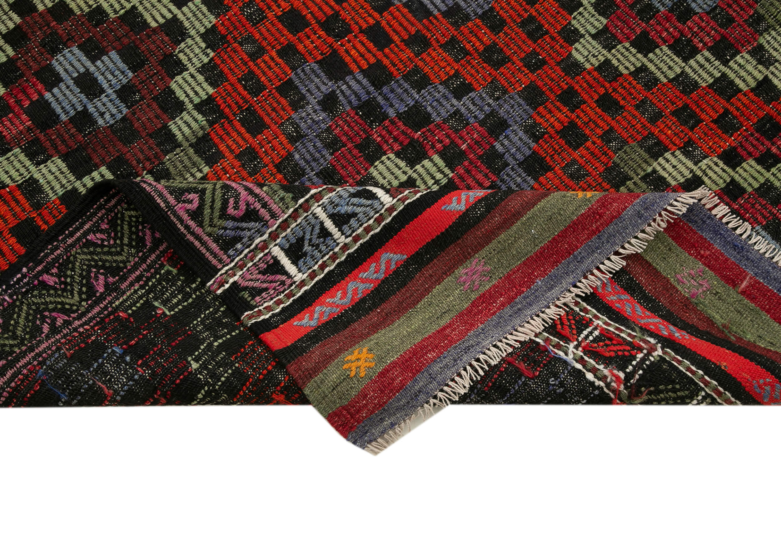 Handmade Geometric Kilim Rug – White Kilim Rug With Goat Hair, 7'0''x9'6''