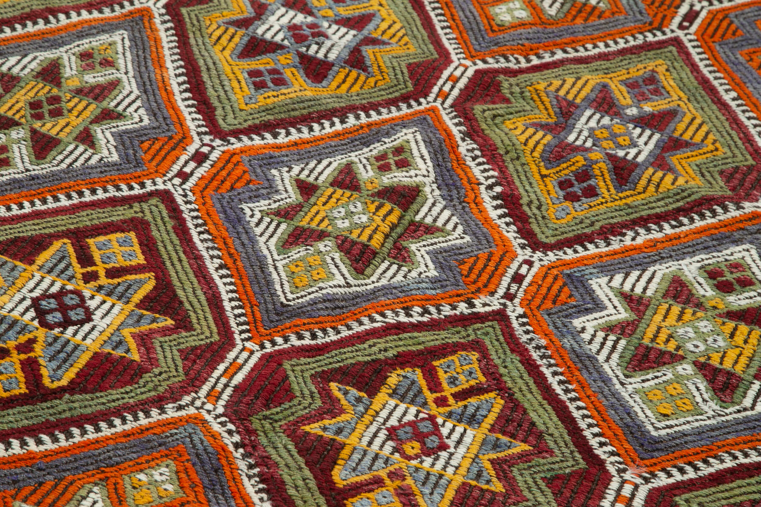 Handmade Geometric Kilim Rug – Turkish Hand Knotted Carpet 4'10''x10'6'' Wool & Goat Hair