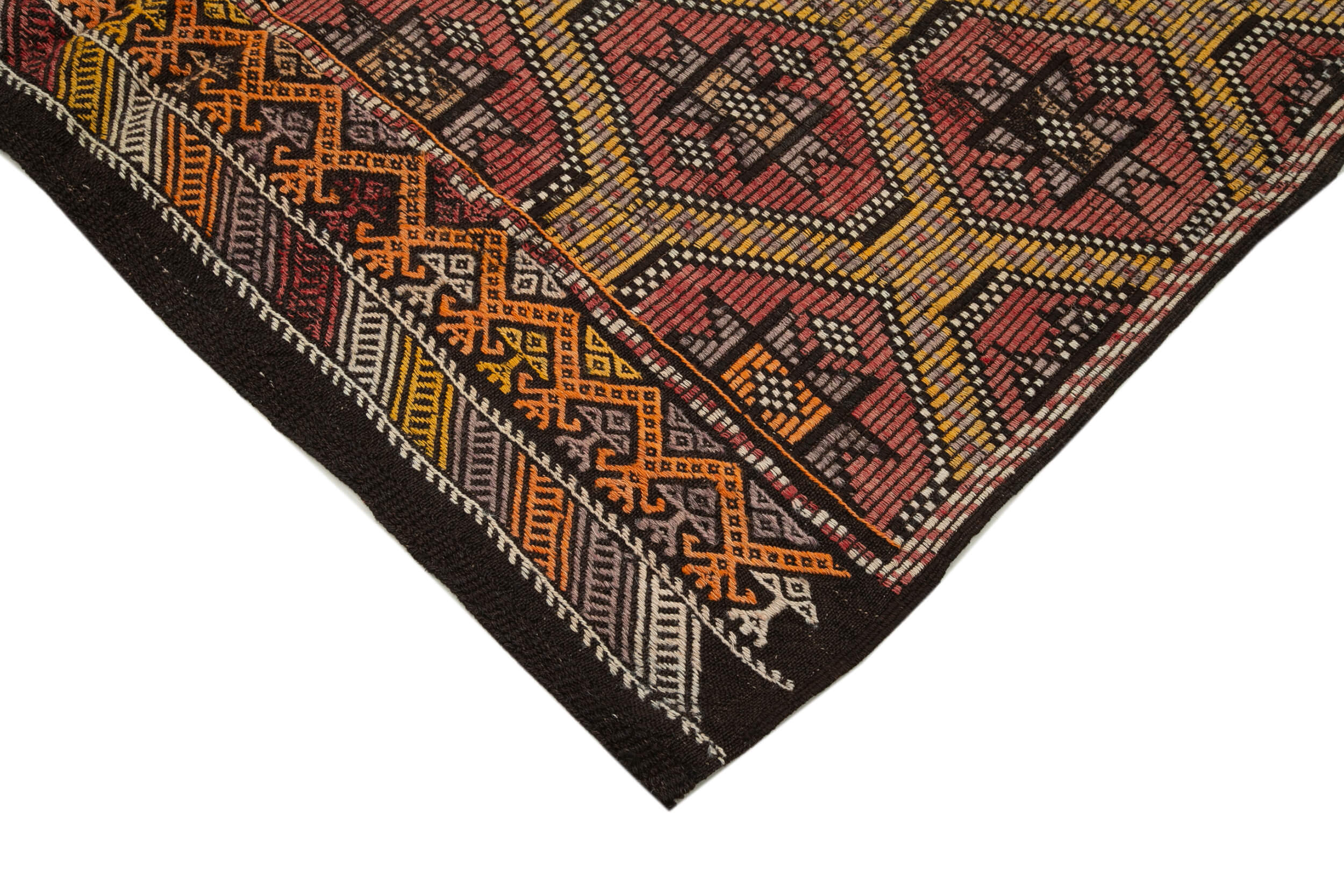 Handmade Kilim Rug - Geometric Area Rug with Goat Hair Carpet & Cotton Base Carpet 5'5''x9'8''