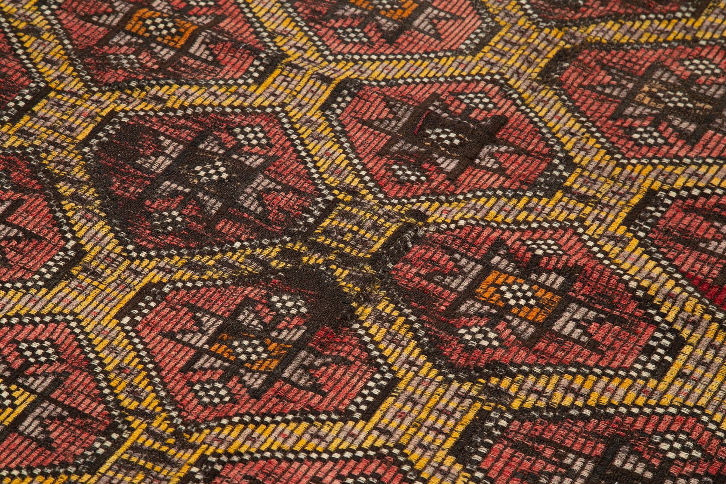 Handmade Kilim Rug - Geometric Area Rug with Goat Hair Carpet & Cotton Base Carpet 5'5''x9'8''