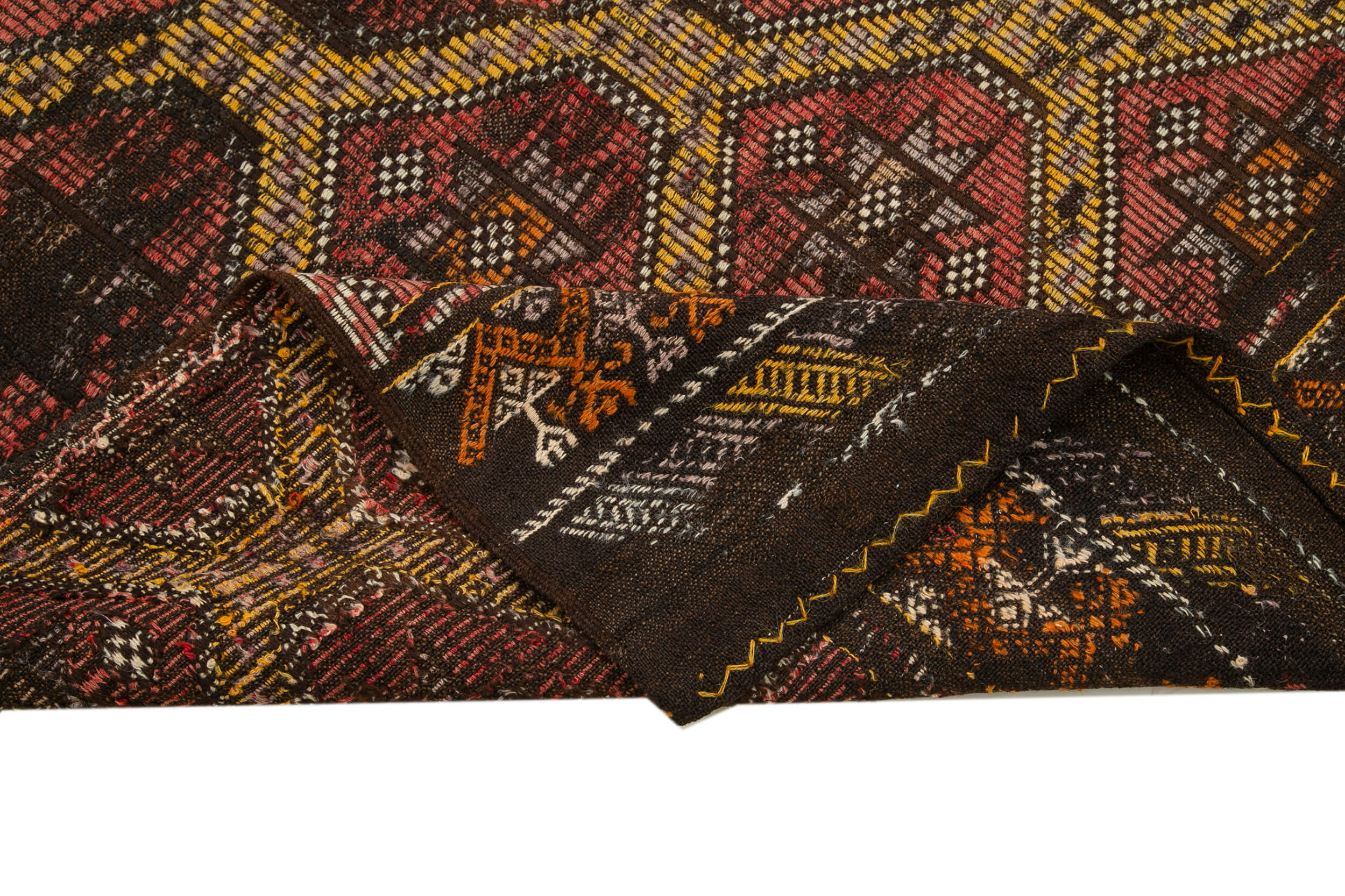 Handmade Kilim Rug - Geometric Area Rug with Goat Hair Carpet & Cotton Base Carpet 5'5''x9'8''