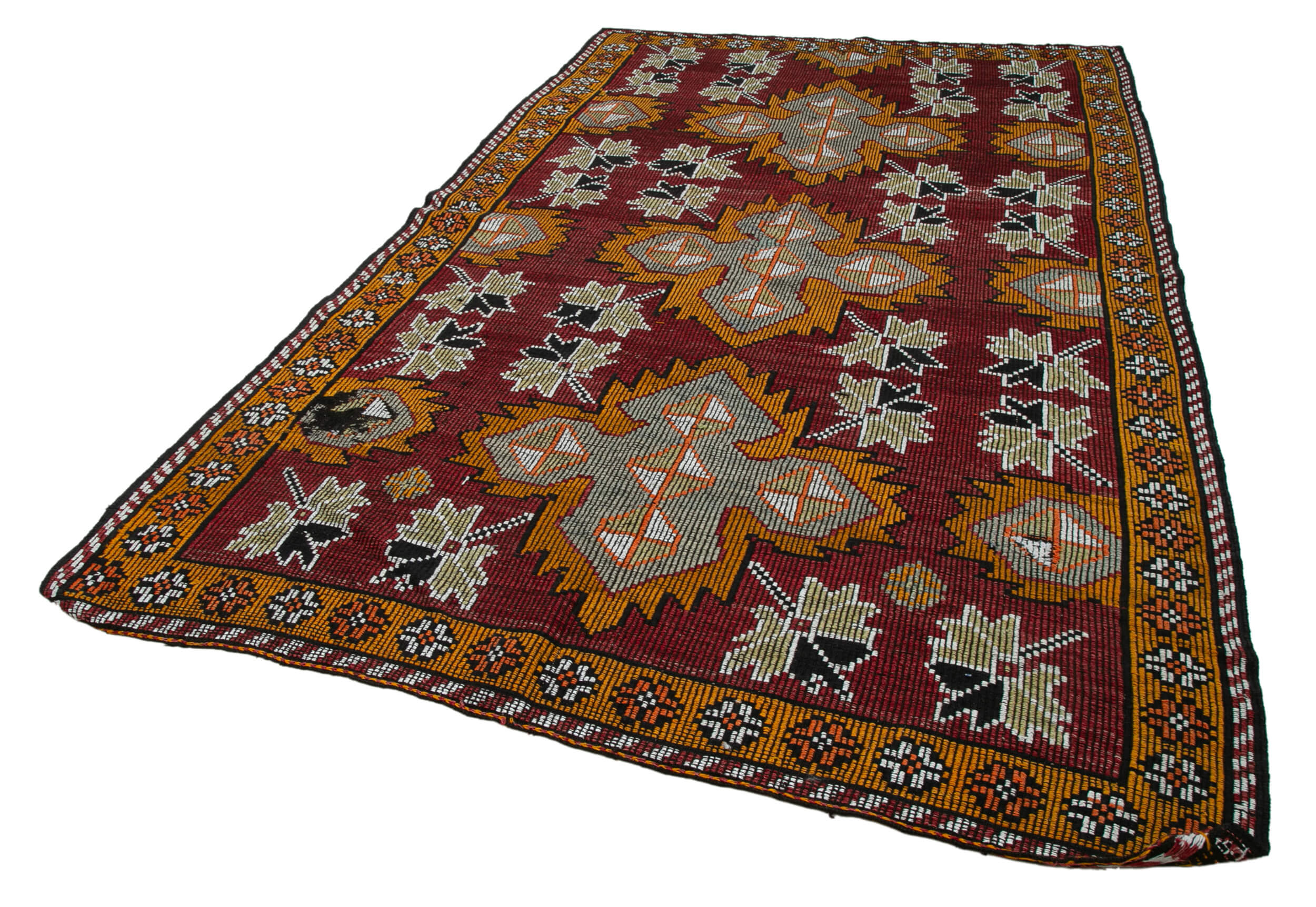 Handmade Geometric Kilim Rug – Vintage Turkish Carpet 6'10''x10'10'' Flat Weave