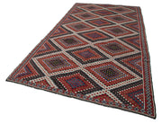 Handmade Geometric Kilim Rug – White Goat Hair, Vintage Wool Carpet 6'x11'8''
