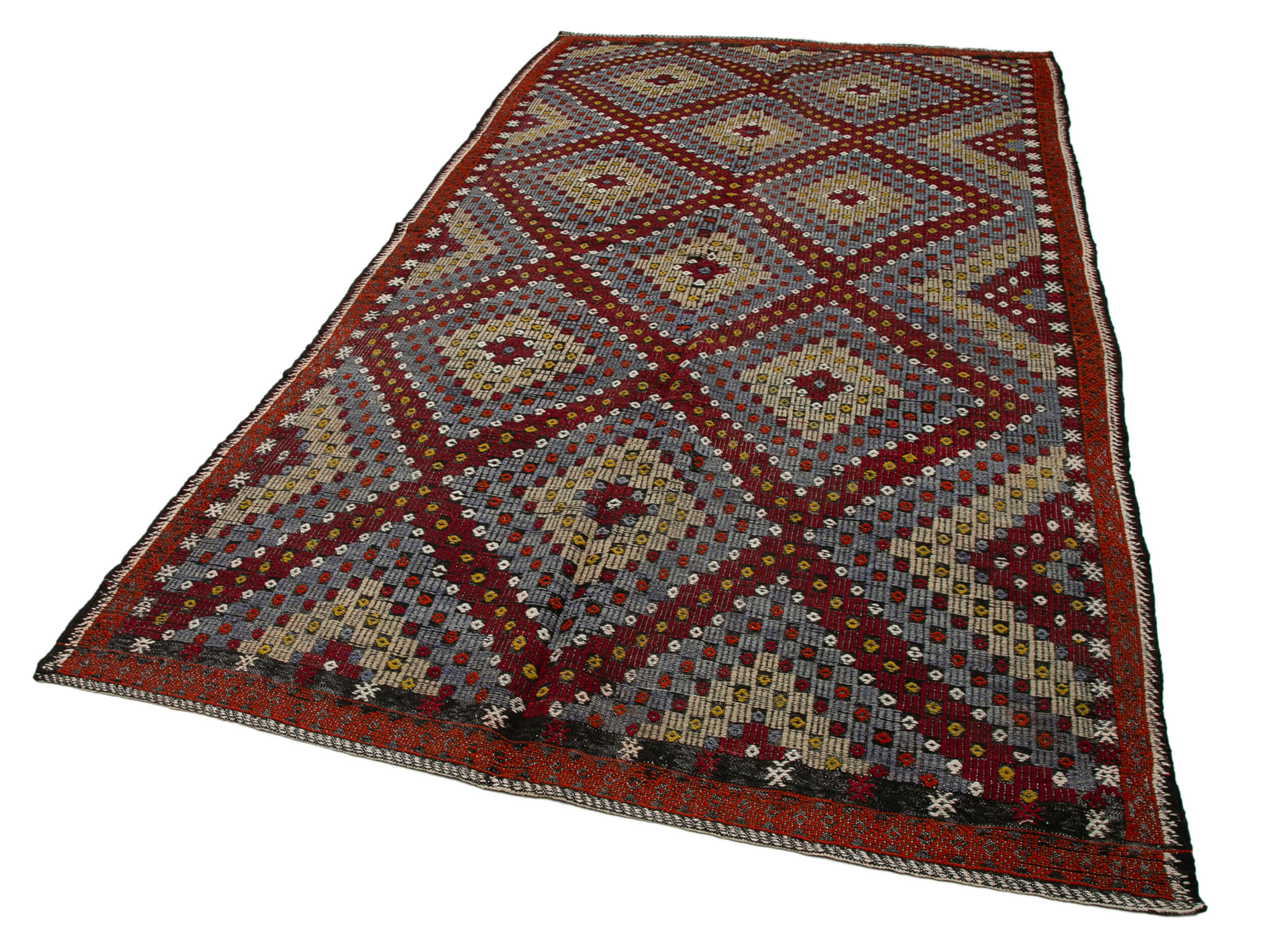 Handmade Geometric Kilim Rug – Vintage Area Rug 5'9''x10'9'' With Goat Hair Carpet