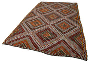 Handmade Kilim Rug - White Geometric Area Rug With Goat Hair & Wool Cotton Blend 6'5"x10'7"