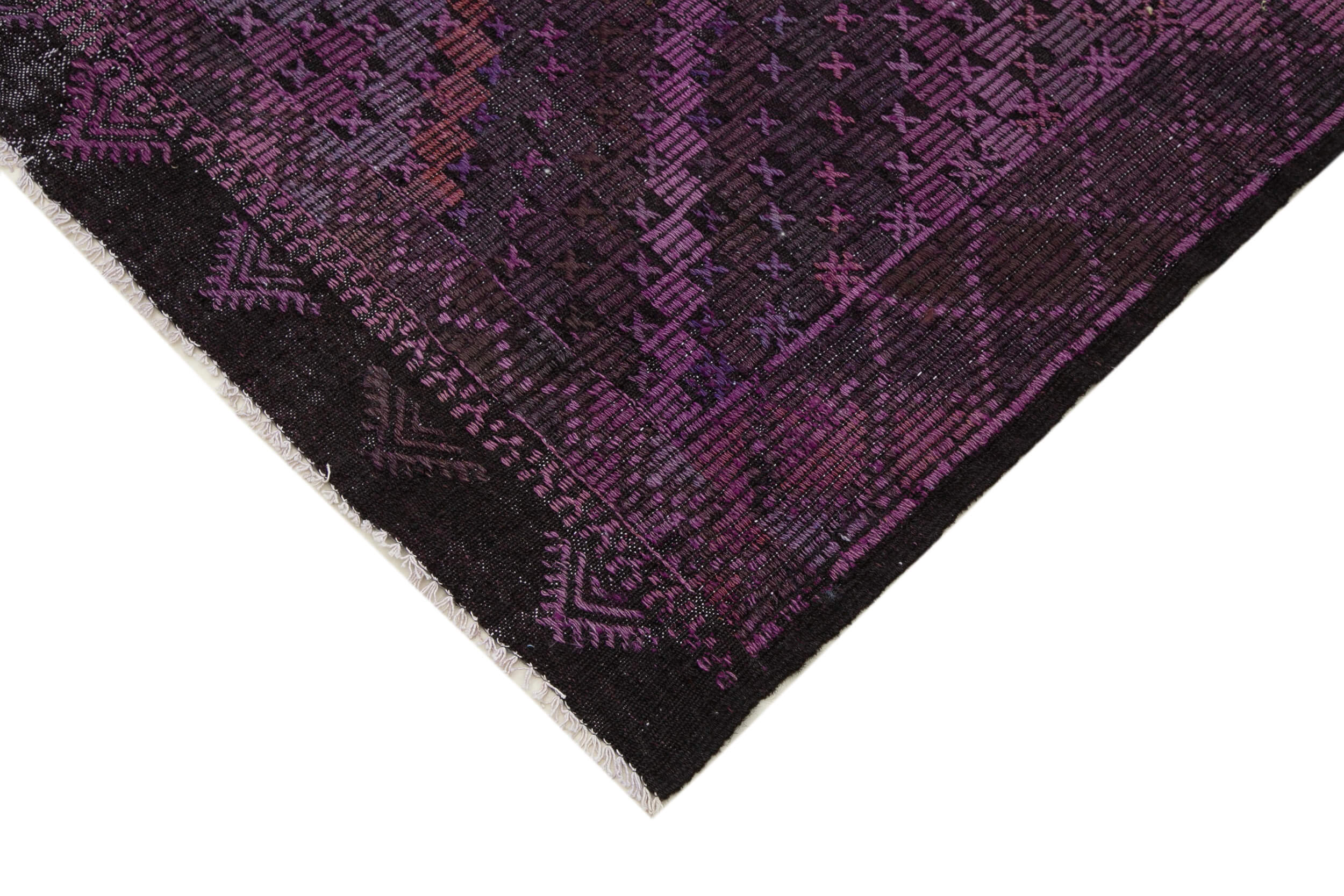 Handmade Geometric Kilim Rug | Purple Kilim Rug, Goat Hair & Turkish Wool Carpet