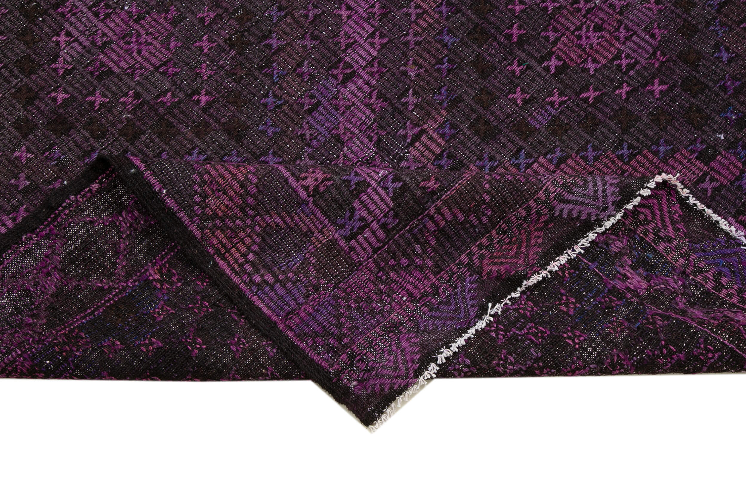 Handmade Geometric Kilim Rug | Purple Kilim Rug, Goat Hair & Turkish Wool Carpet
