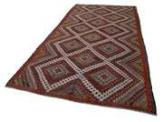Handmade Geometric Kilim Rug – White Geometric Goat Hair Vintage Area Rug 6'0''x11'4''