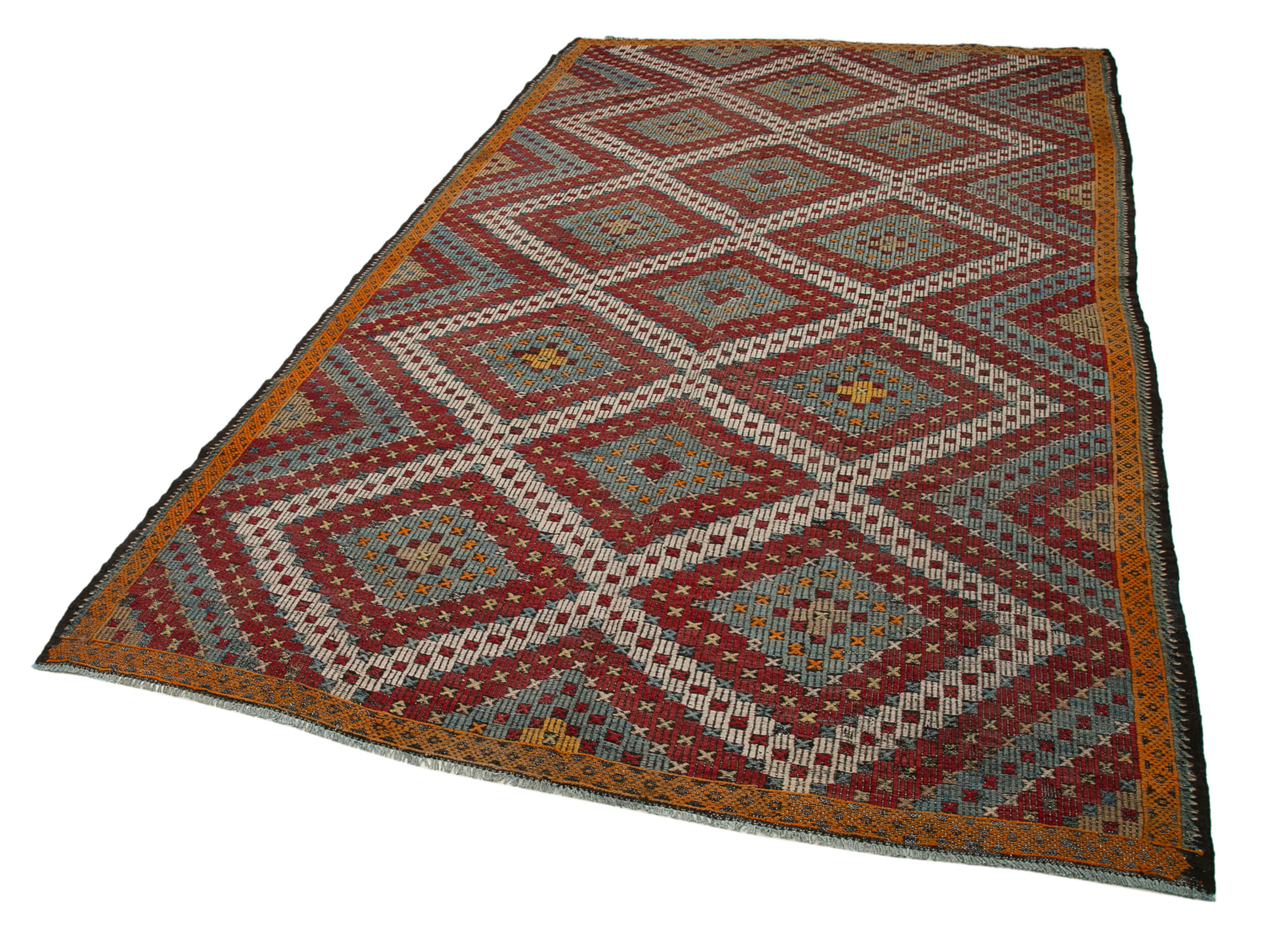 Handmade Geometric Kilim Rug – Vintage Turkish Carpet 6x10, Goat Hair Blend