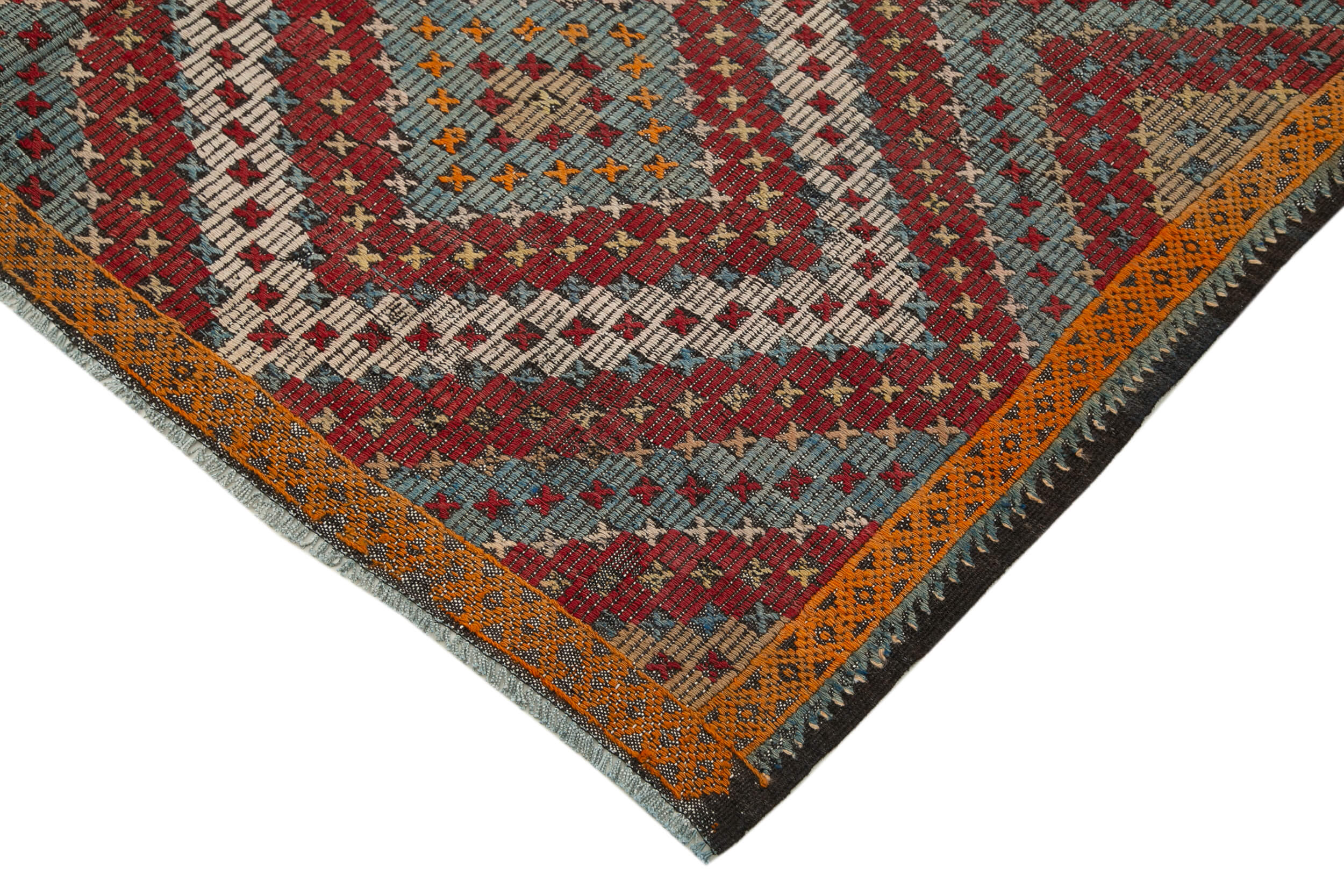 Handmade Geometric Kilim Rug – Vintage Turkish Carpet 6x10, Goat Hair Blend
