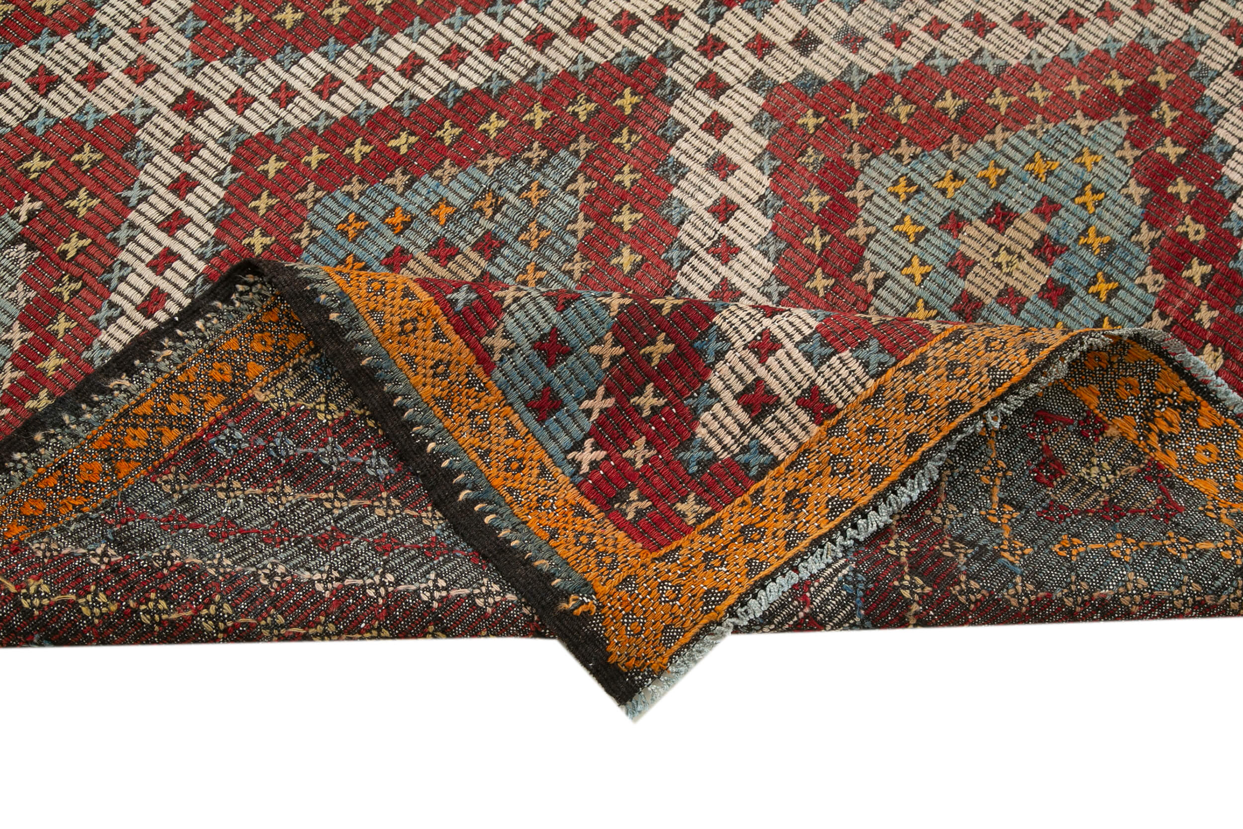 Handmade Geometric Kilim Rug – Vintage Turkish Carpet 6x10, Goat Hair Blend