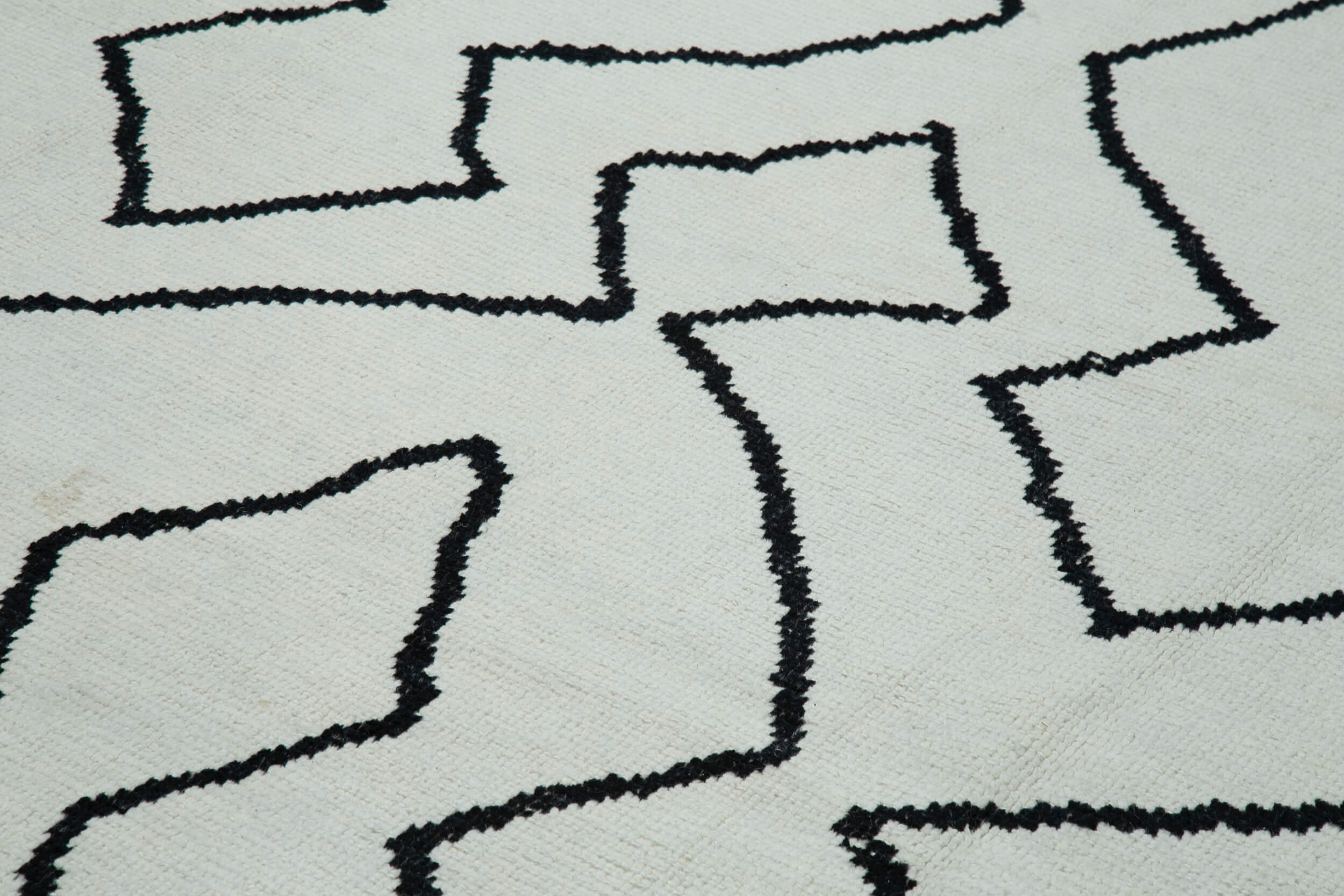 Handmade Wool Cotton Rug - Beige Geometric Design | Durable Soft Wool Blend Area Rug