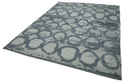 Handmade Wool Cotton Rug – Blue Geometric Area Rug | Artisan Crafted Carpet 7'7''x9'10''