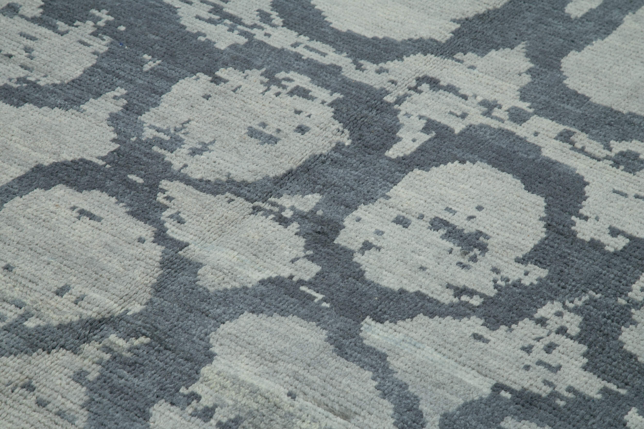 Handmade Wool Cotton Rug – Blue Geometric Area Rug | Artisan Crafted Carpet 7'7''x9'10''