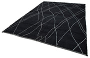 Handmade Wool Cotton Rug - Black Geometric Area Rug, Artisan Crafted Carpet 8'4''x11'5''