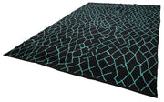 Handmade Wool Cotton Rug - Black Geometric Area Rug | Large Living Room Carpet