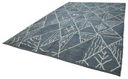 Handmade Wool Cotton Rug – Blue Geometric Wool Cotton Blend Rug 9'10'' x 13'11''