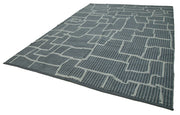 Handmade Wool Cotton Rug – Grey Geometric Area Rug 9x12, Durable Natural Fiber