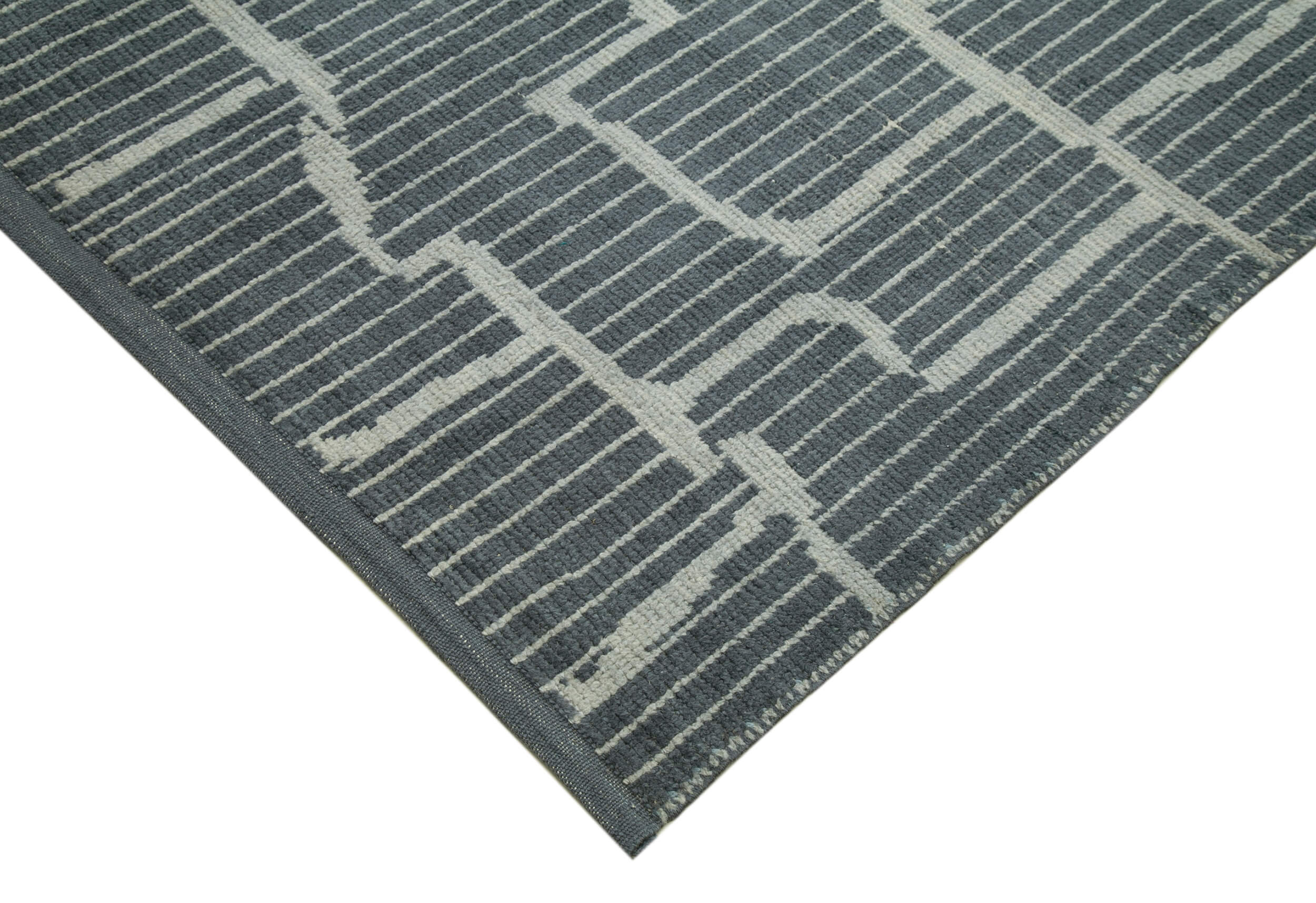 Handmade Wool Cotton Rug – Grey Geometric Area Rug 9x12, Durable Natural Fiber
