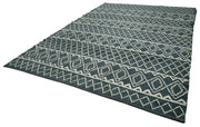Handmade Wool Cotton Rug – Grey Geometric Area Rug | Durable Natural Fiber, Soft Wool Carpet