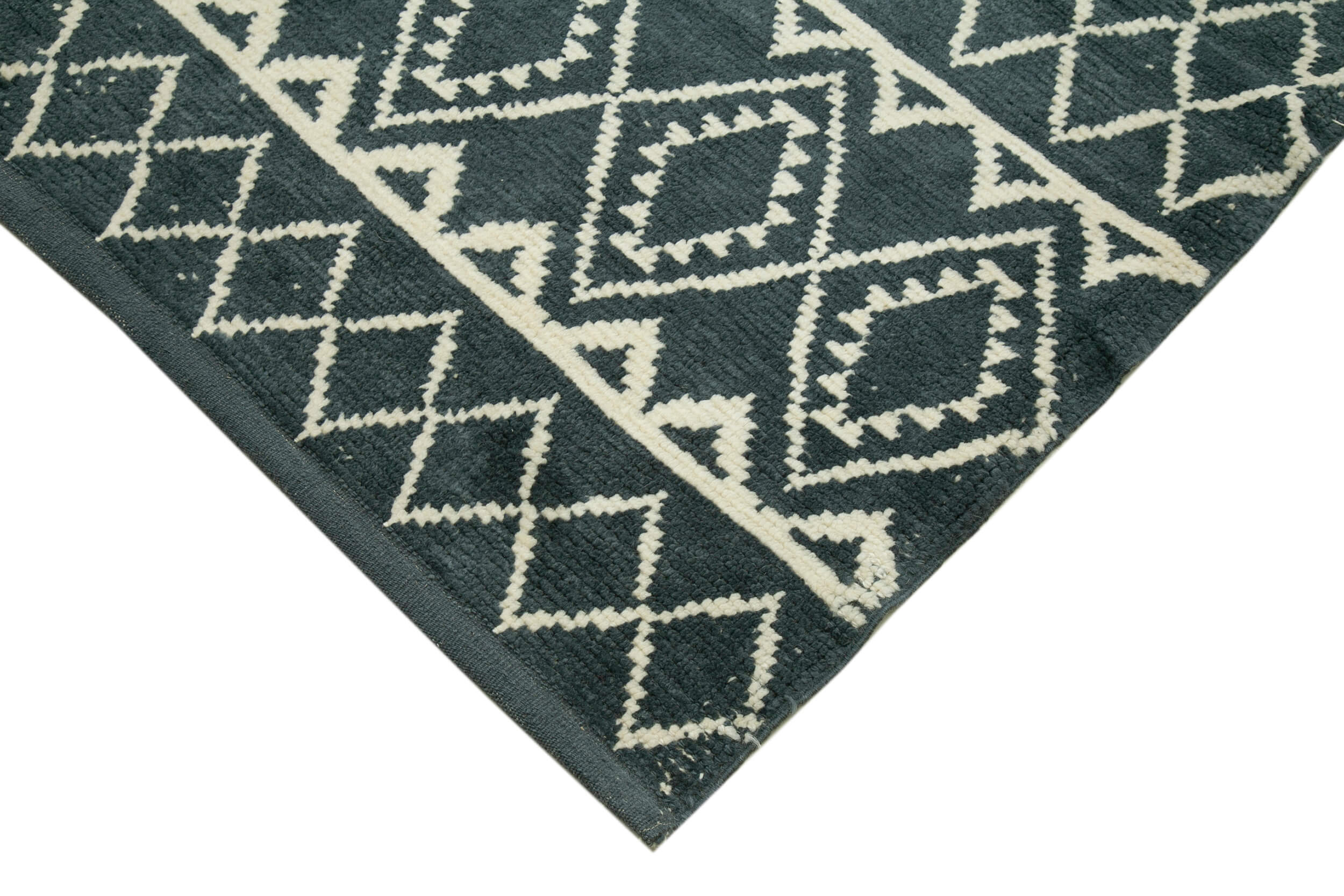 Handmade Wool Cotton Rug – Grey Geometric Area Rug | Durable Natural Fiber, Soft Wool Carpet