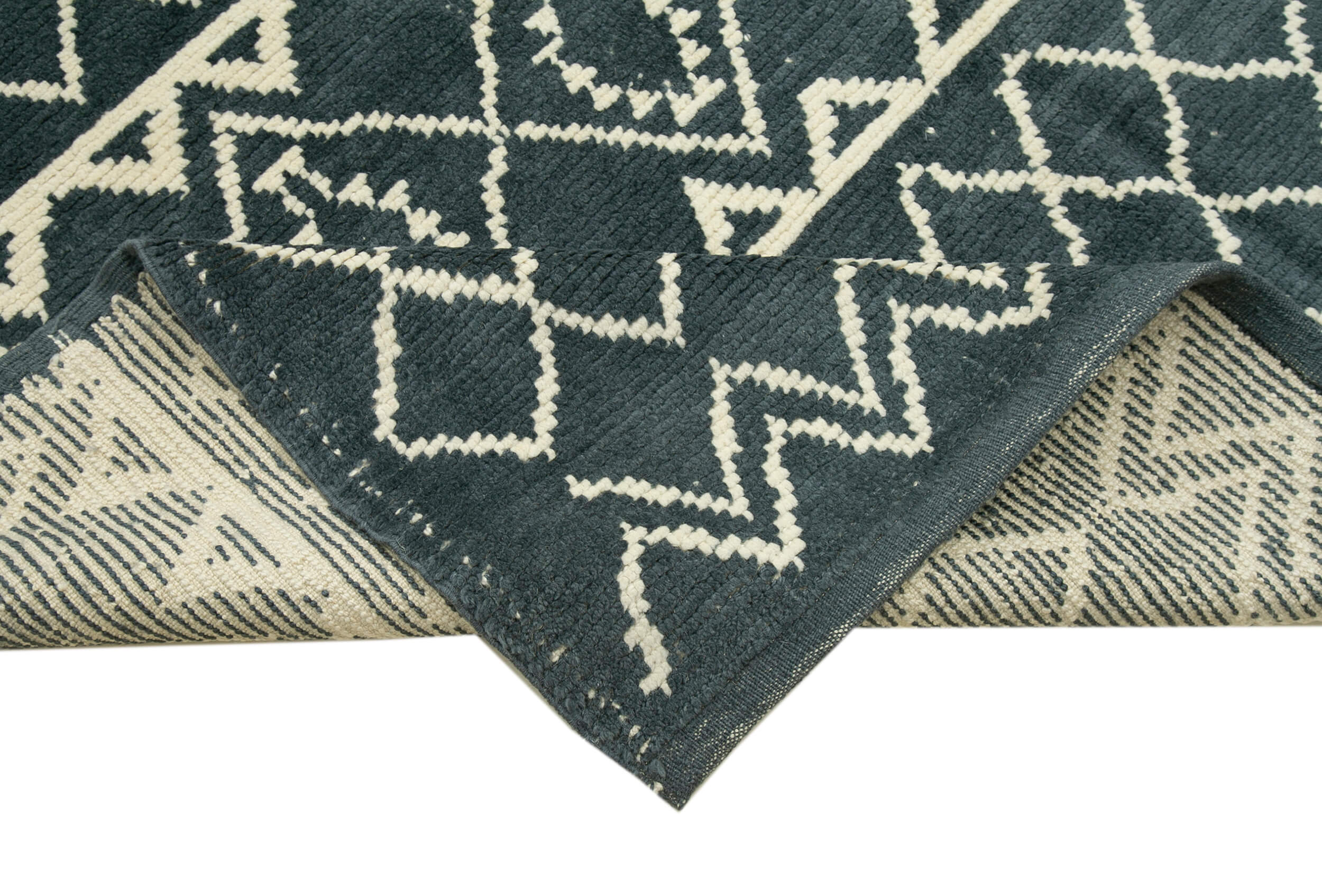 Handmade Wool Cotton Rug – Grey Geometric Area Rug | Durable Natural Fiber, Soft Wool Carpet