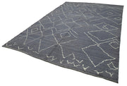 Handmade Wool Cotton Rug - Grey Geometric Area Rug | Durable Soft Natural Fiber Carpet