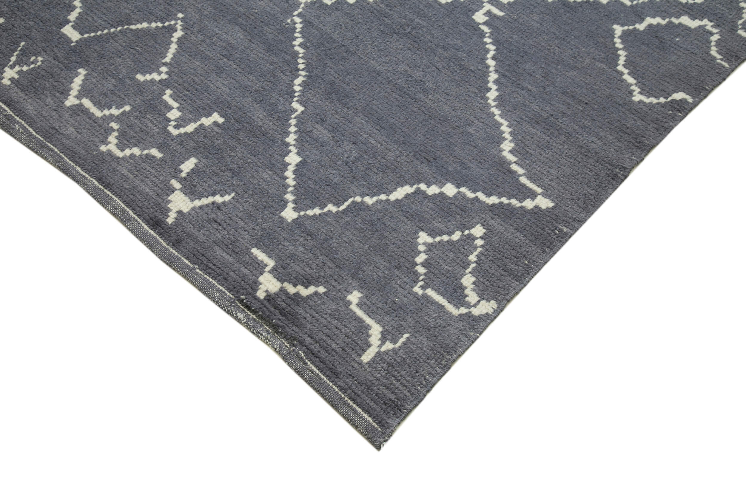Handmade Wool Cotton Rug - Grey Geometric Area Rug | Durable Soft Natural Fiber Carpet