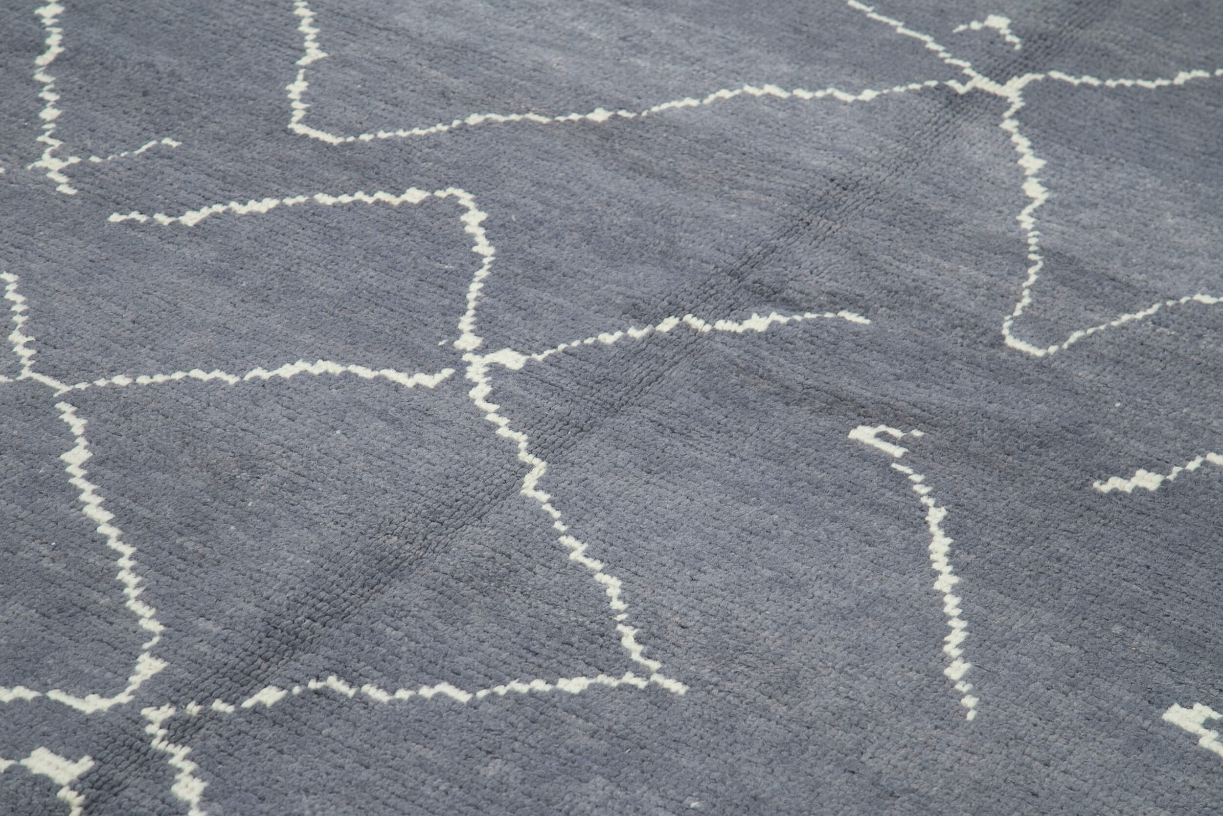 Handmade Wool Cotton Rug - Grey Geometric Area Rug | Durable Soft Natural Fiber Carpet