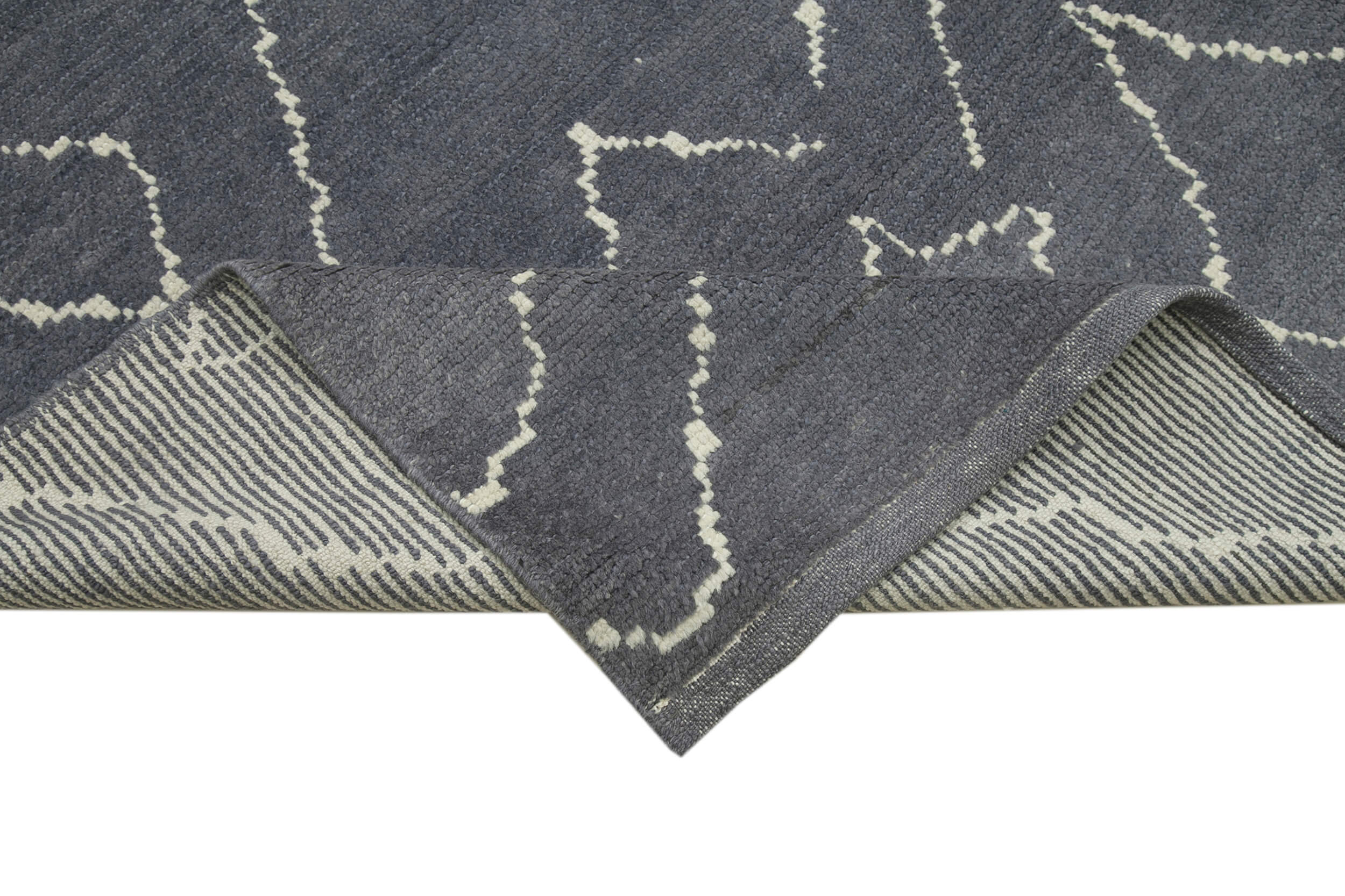 Handmade Wool Cotton Rug - Grey Geometric Area Rug | Durable Soft Natural Fiber Carpet