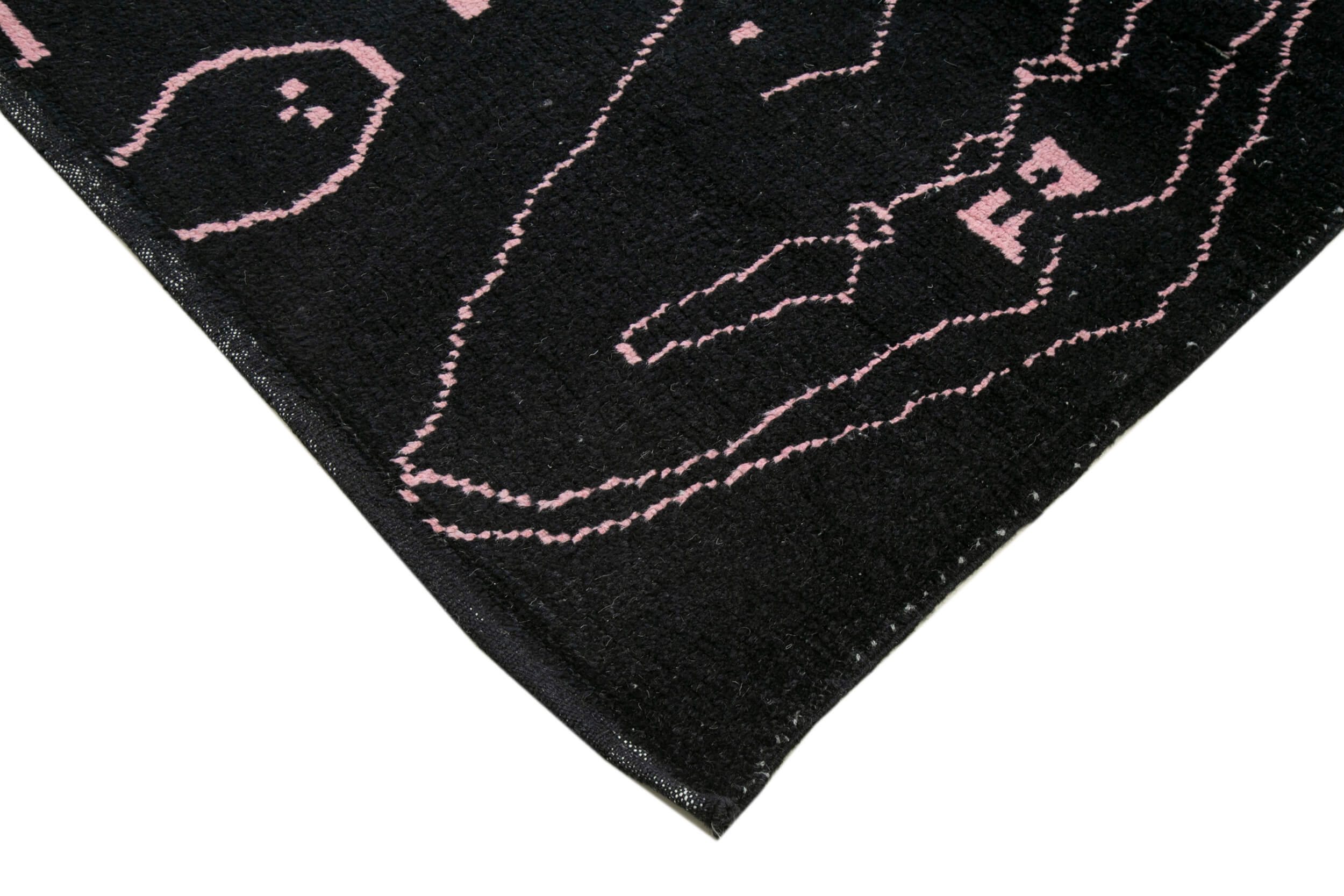 Handmade Wool Cotton Rug – Black Geometric Pattern Decor | Large 9'3'' x 12'0'' Area Rug